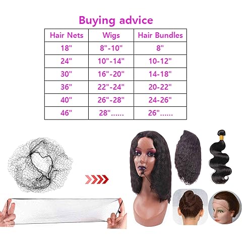 Miniatura 4 de Redes invisibles para cabello largo, 100 piezas de malla elástica negra de 24 pulgadas para mujer, gorra de peluca para pelucas, cierre frontal,