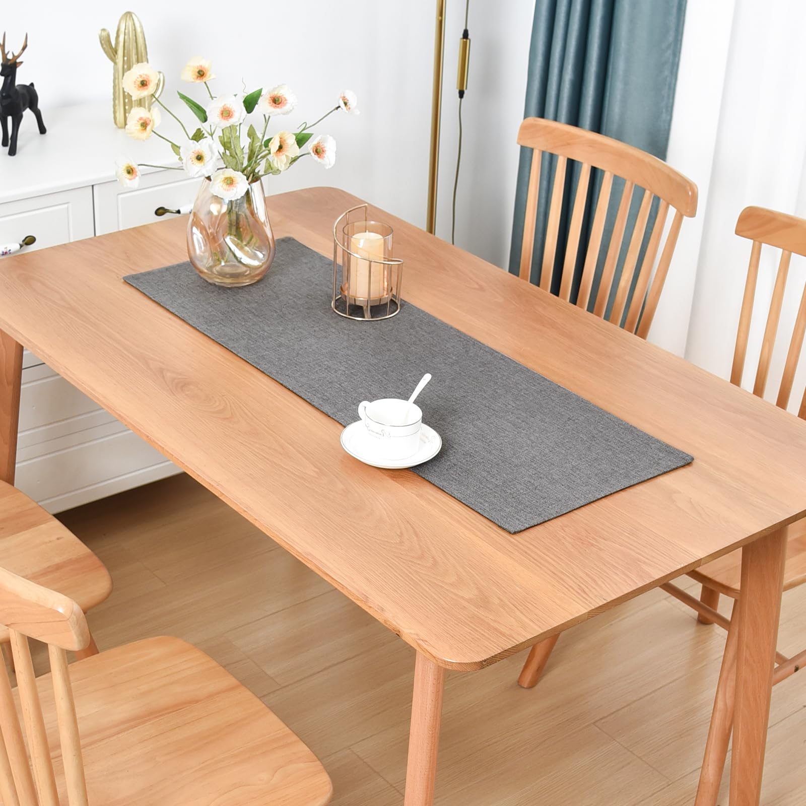 Chemin De Table - Khaki - Imitation Lin Naturel - 30x300 Cm - Dentelle Rustique - Décoration De