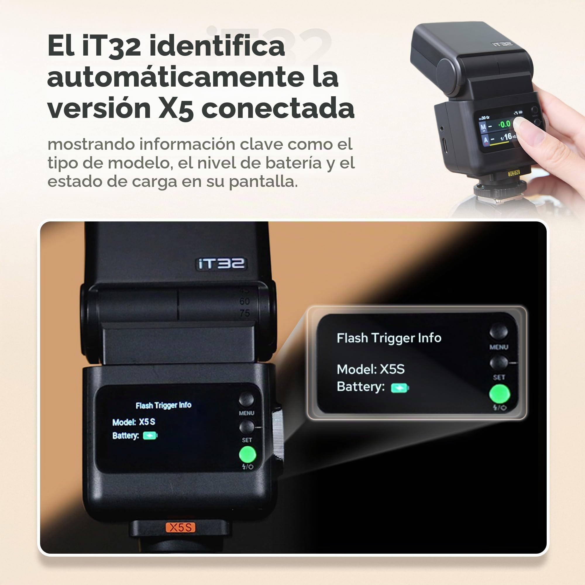 Godox iT32 - Flash de cámara TTL con disparador inalámbrico X5 S 2,4 GHz HSS 1/8000s GN18 con difusor magnético para cámaras Sony