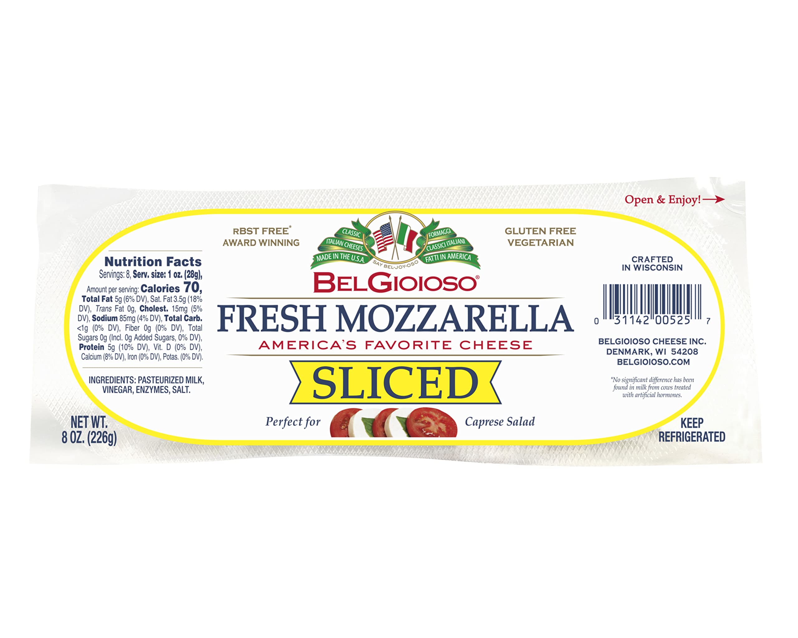 BelGioioso Sliced Mozzarella Sliced Log, 8oz