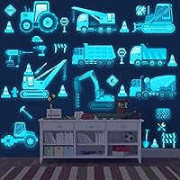 Vista 6 de Calcomanías de pared de construcción que brillan en la oscuridad, calcomanías de pared de construcción luminosas, calcomanías autoadhesivas que