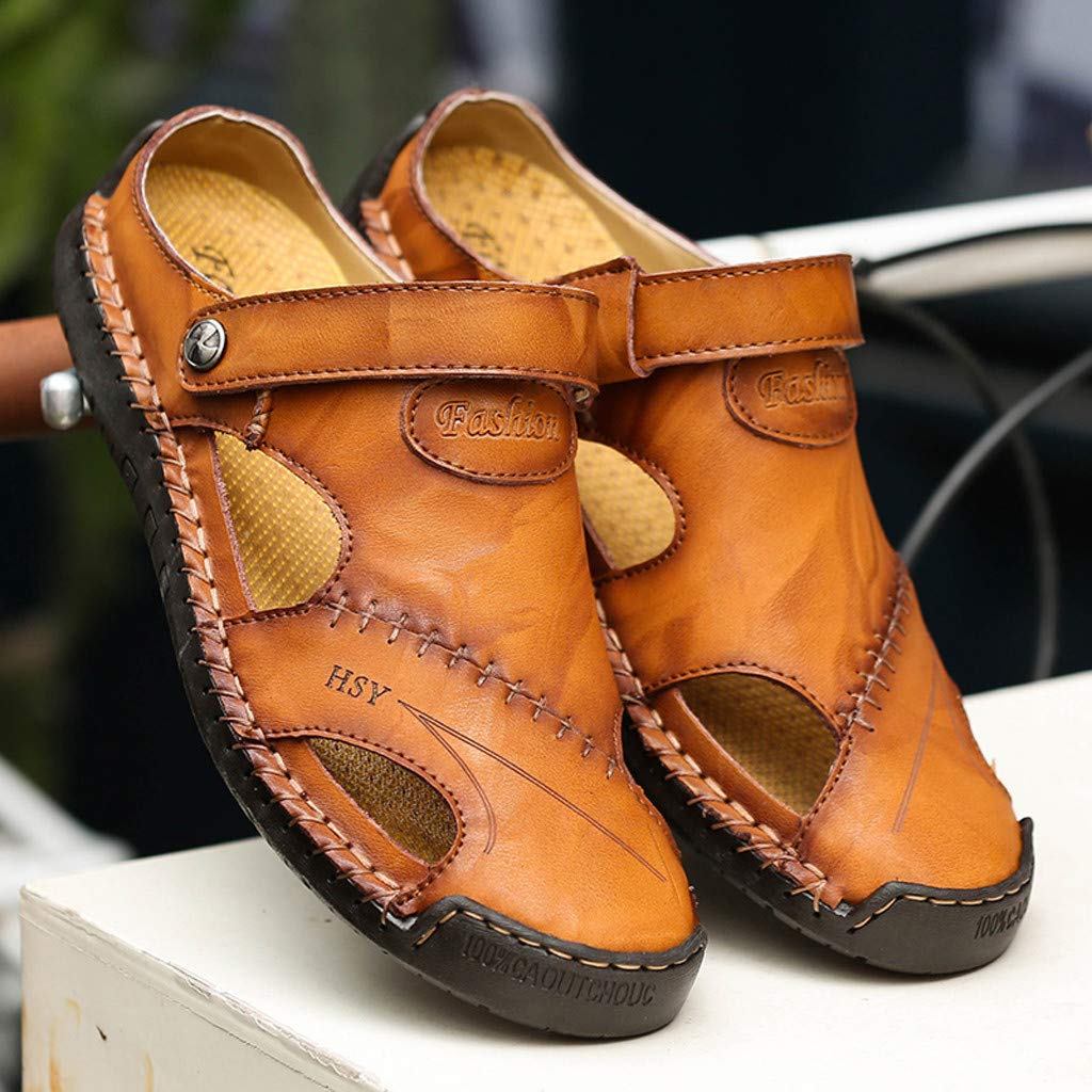 MJGkhiy Sandalias Deportivas Hombre Senderismo Transpirable Sandalias Goma Sandalias Paseo Ligeras Antideslizantes Sandalias Cuero Chanclas Playa Sandalia Con Strappo Al Aire Libre Sandalias Romanas