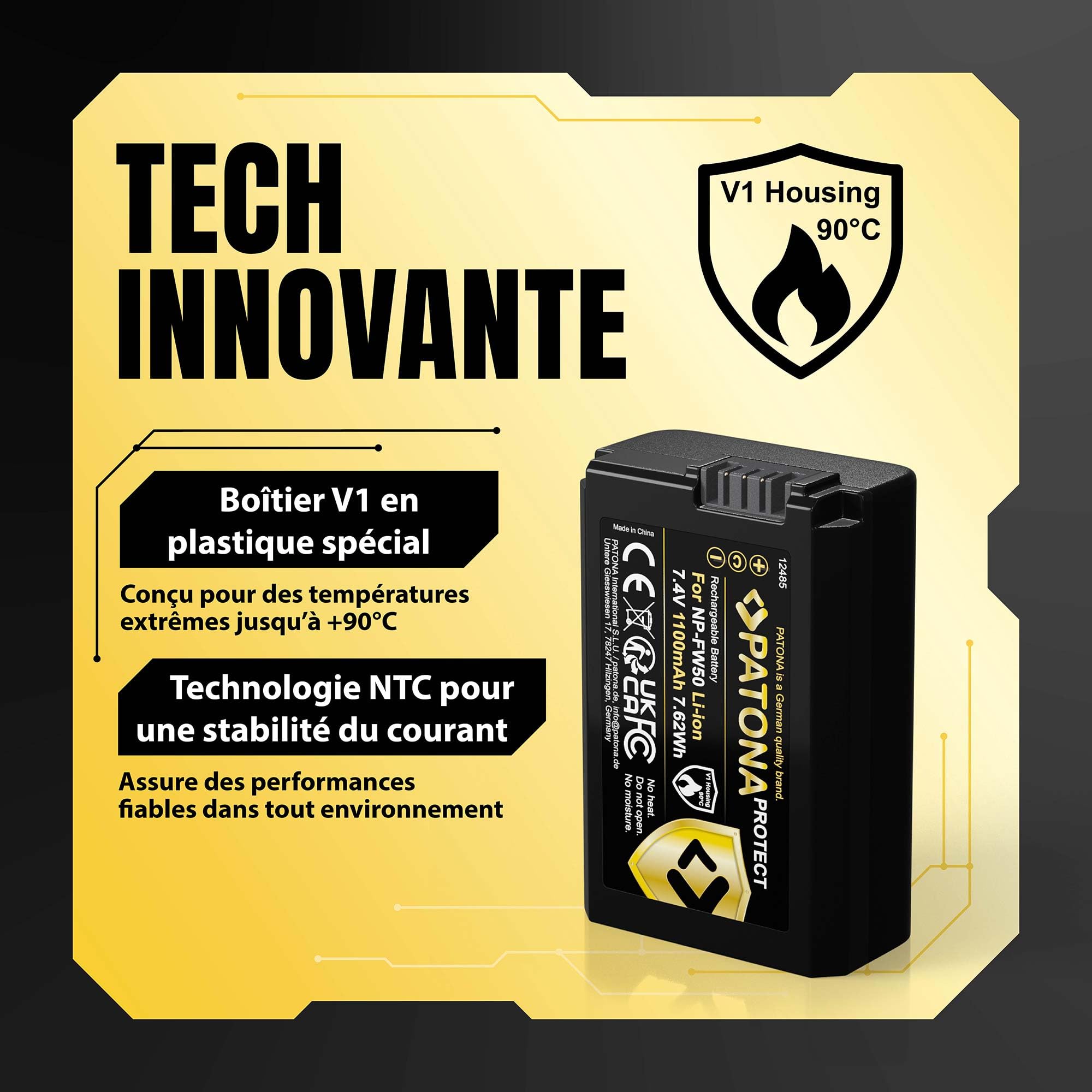 PATONA 2X Protect Batterie pour Sony NP-FW50 FW50 1100mAh