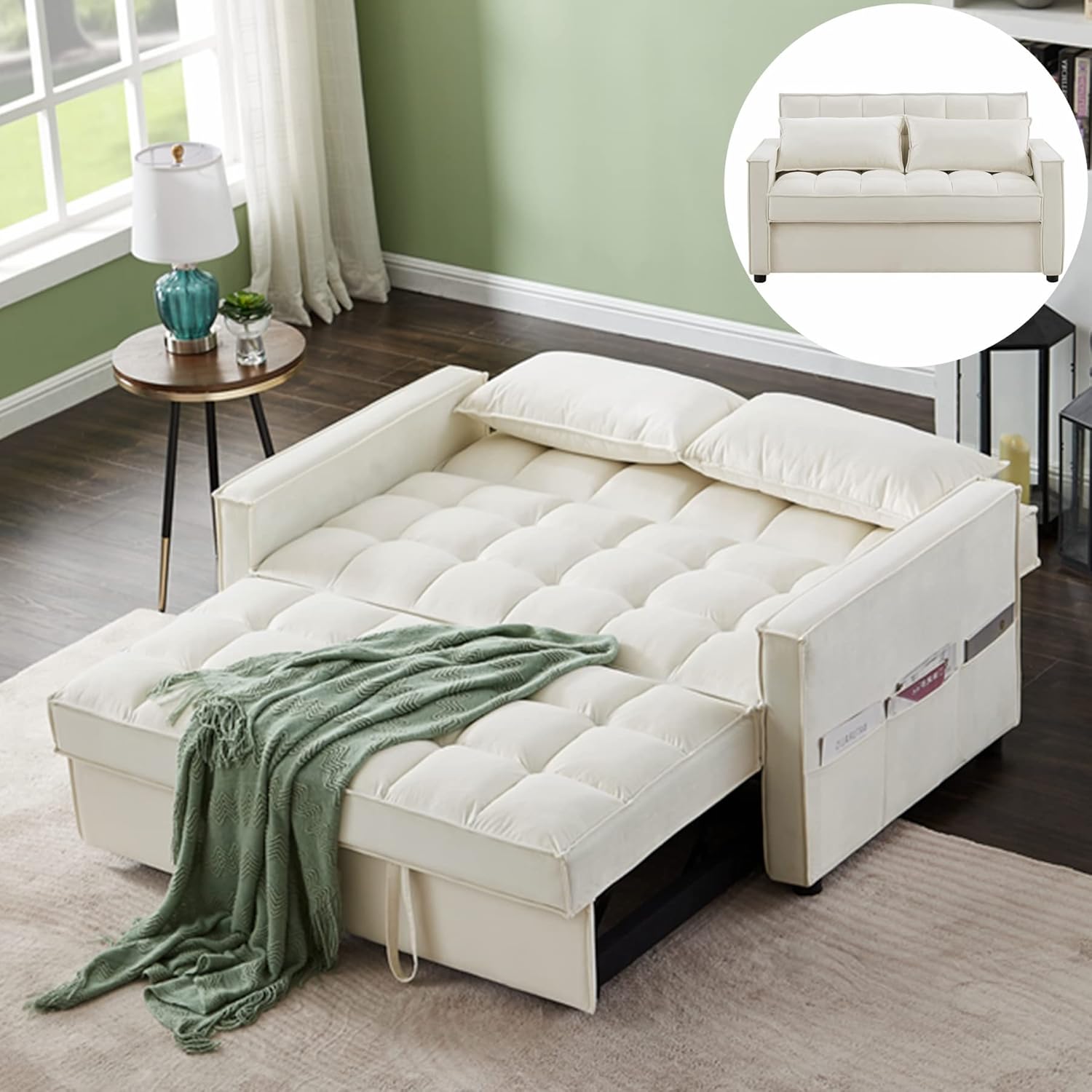 Infirleo Pull Out Sofa Sleeper, 3in1 Convertible Sleeper Sofa Bed for Living Room