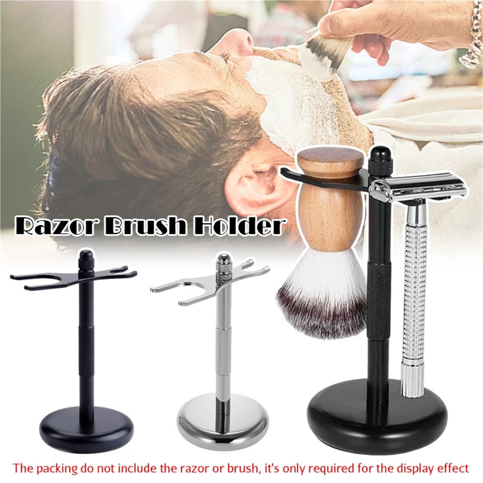 Männer Rasierer Halter Legierung Rasierpinsel Ständer Manuelle Rack (Ohne & Pinsel)(Silver)