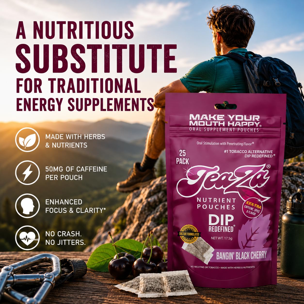 Amazon.com: TeaZa Energy Pouches Bangin' Black Cherry - Tobacco