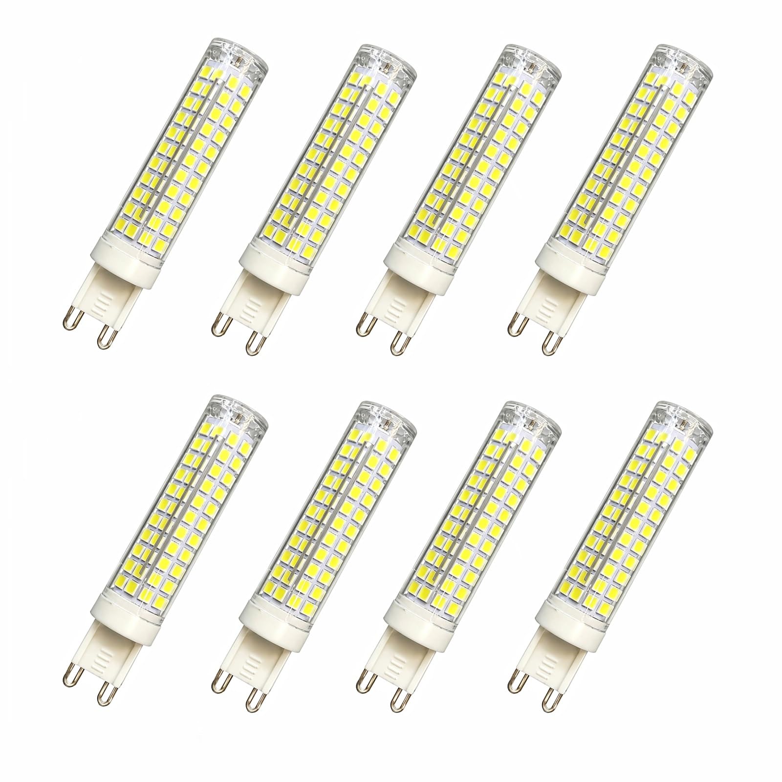 Ahorro Bombilla LED G9 Maíz Regulable 15W, Luz Fría 6500K, Equivalente a 120W Halógena, 1500LM, 360°, Cerámica, para Araña Colgante(8 Pack)