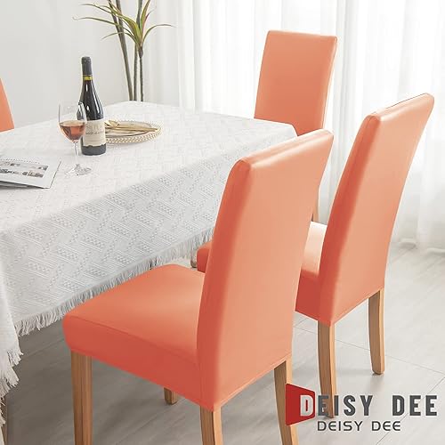 Miniatura 6 de Deisy Dee Fundas de cuero impermeables para sillas de comedor Parson (4, naranja apagado)