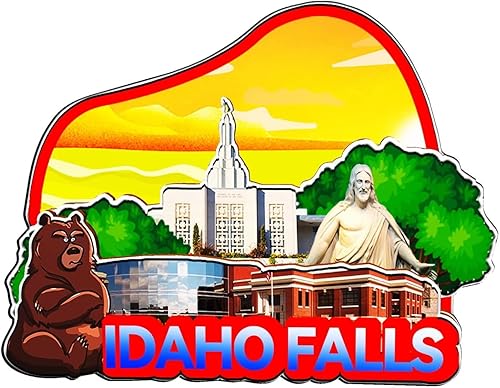 Imán de Idaho Falls Idaho USA para nevera de madera 3D, monumentos de viaje, coleccionables, recuerdos, decoración hecha a mano -1508