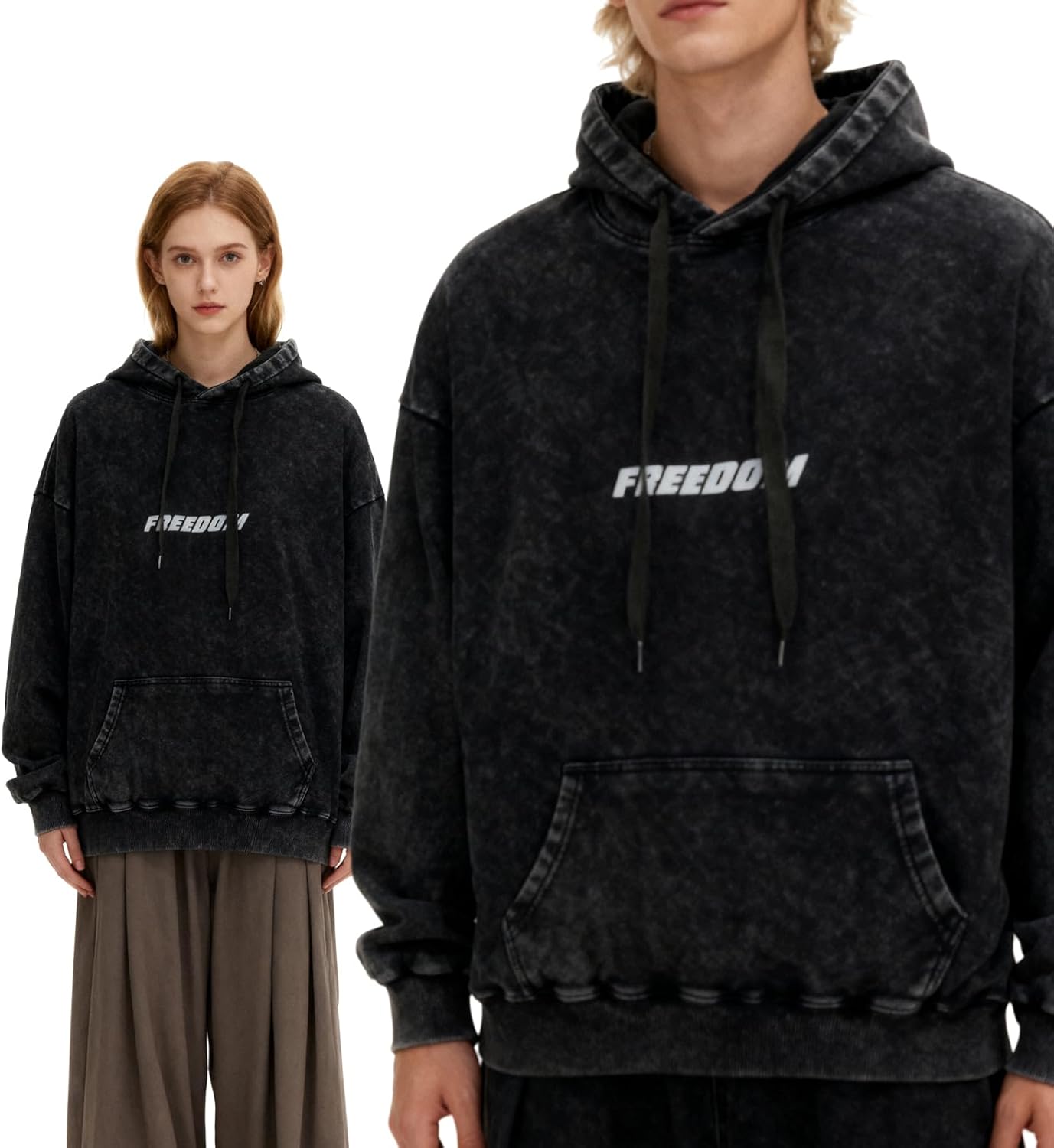 Acid Wash Hoodie Oversized Unisex Hoodies Heavy Weight Vintage Sweatshirt Men Women Pullover Fall Winter Streetwear - Image 4