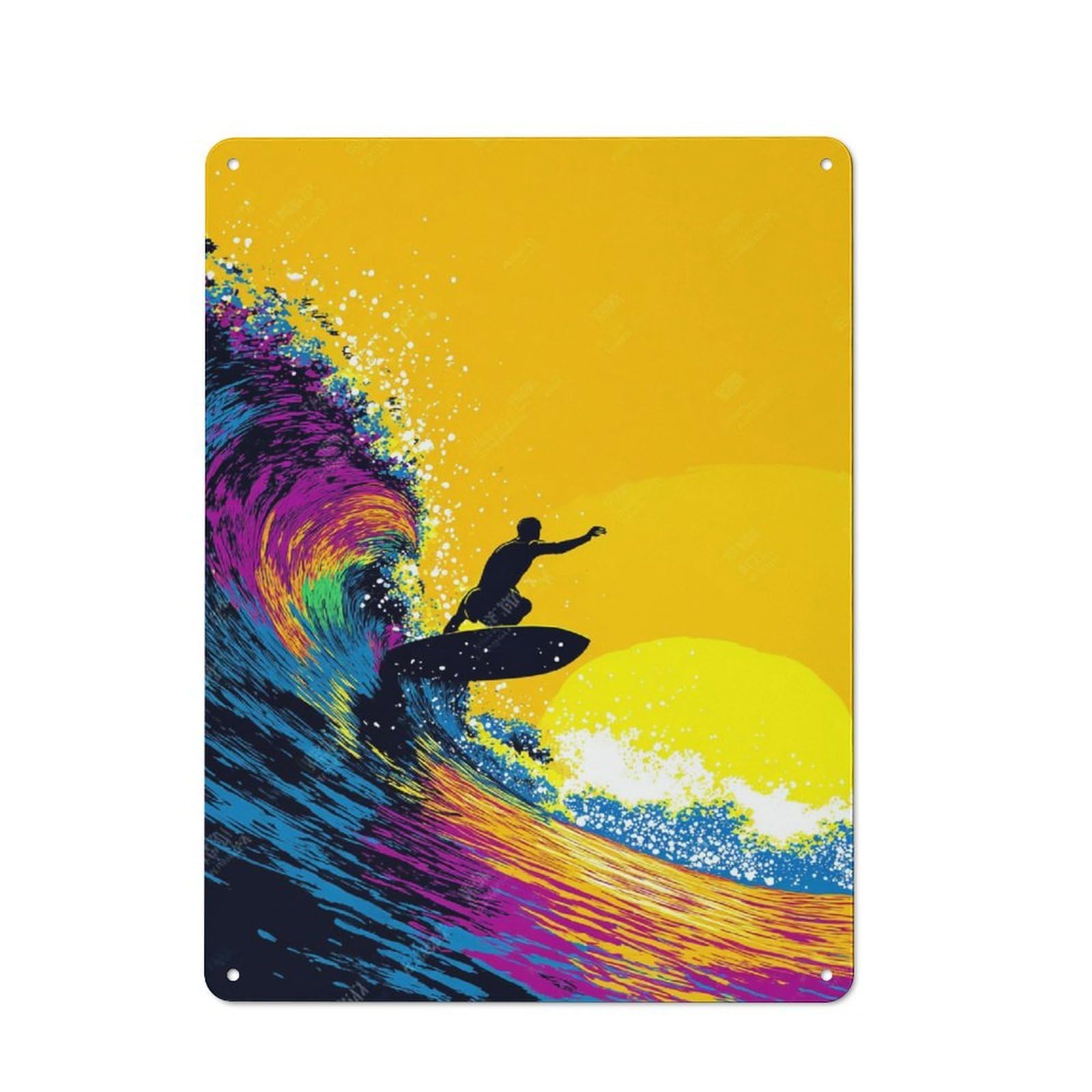Junmoney Surfing The Rainbow Wave For Garden Room Or Summerhouse, Rustic Tin Sign 40X30cm, Wall Decor For Garden Rooms And Summerhouses