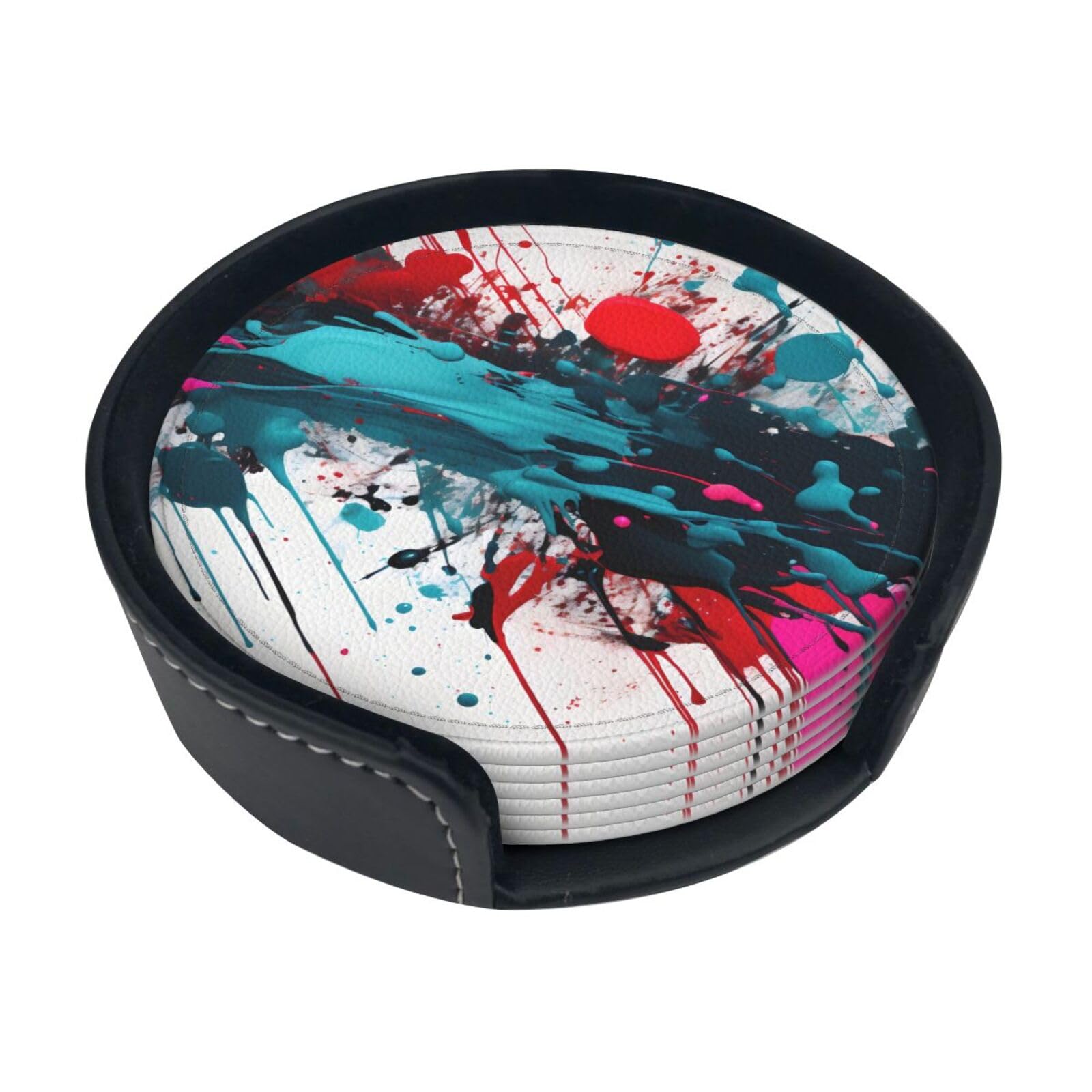 Dessous de verre en polyuréthane anti tache peinture abstraite