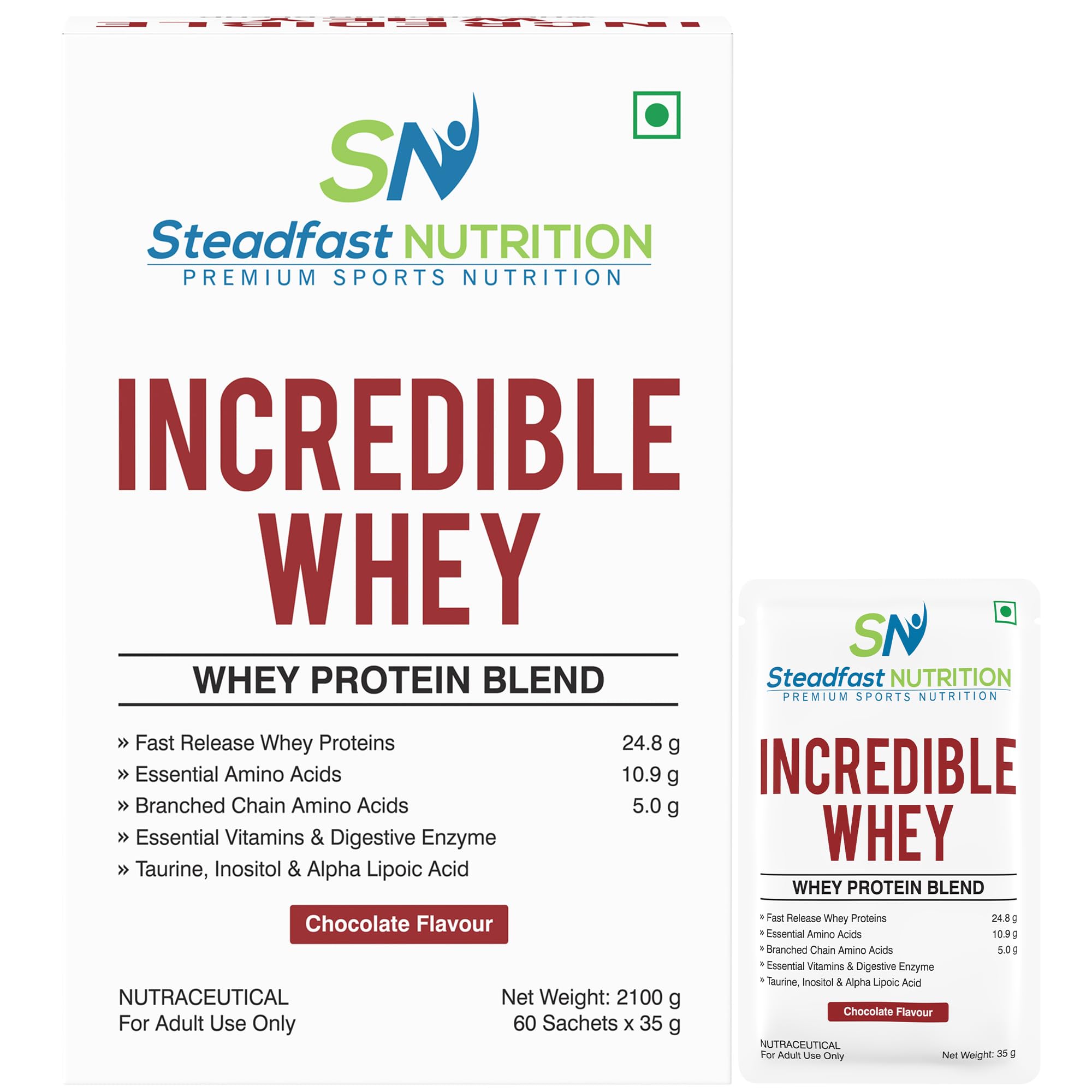 Steadfast Nutrition Incredible Whey Protein Blend Essential Amino Acids Protein Powder (Pack of 2, Coffee 12 Sachets, 420g) — Amazon image 21