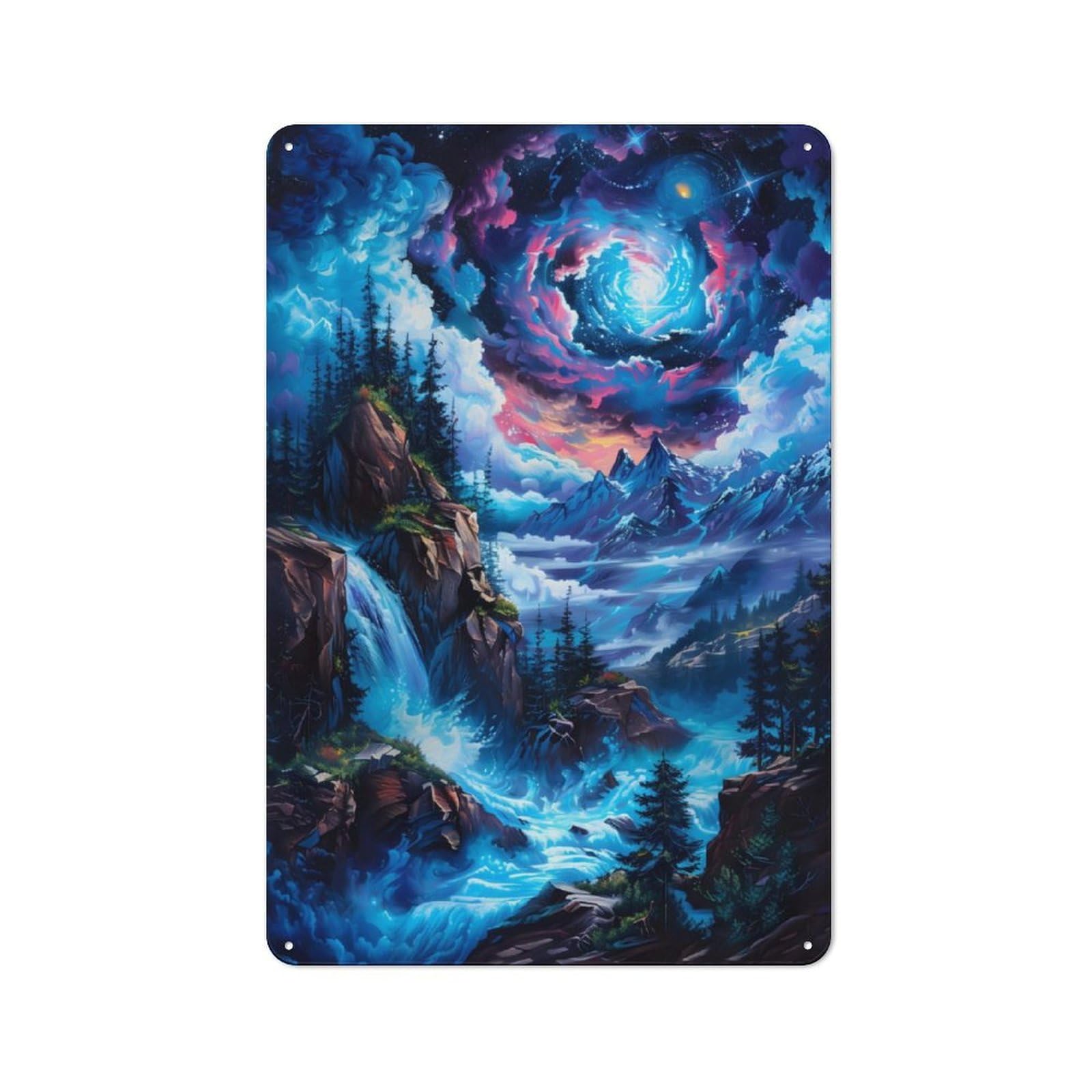 Junmoney Mystical Waterfall Landscape Tin Wall Plaque 30X20cm With For Guest Room Or Hallway, For Home Office, Studio And Craft Room Walls