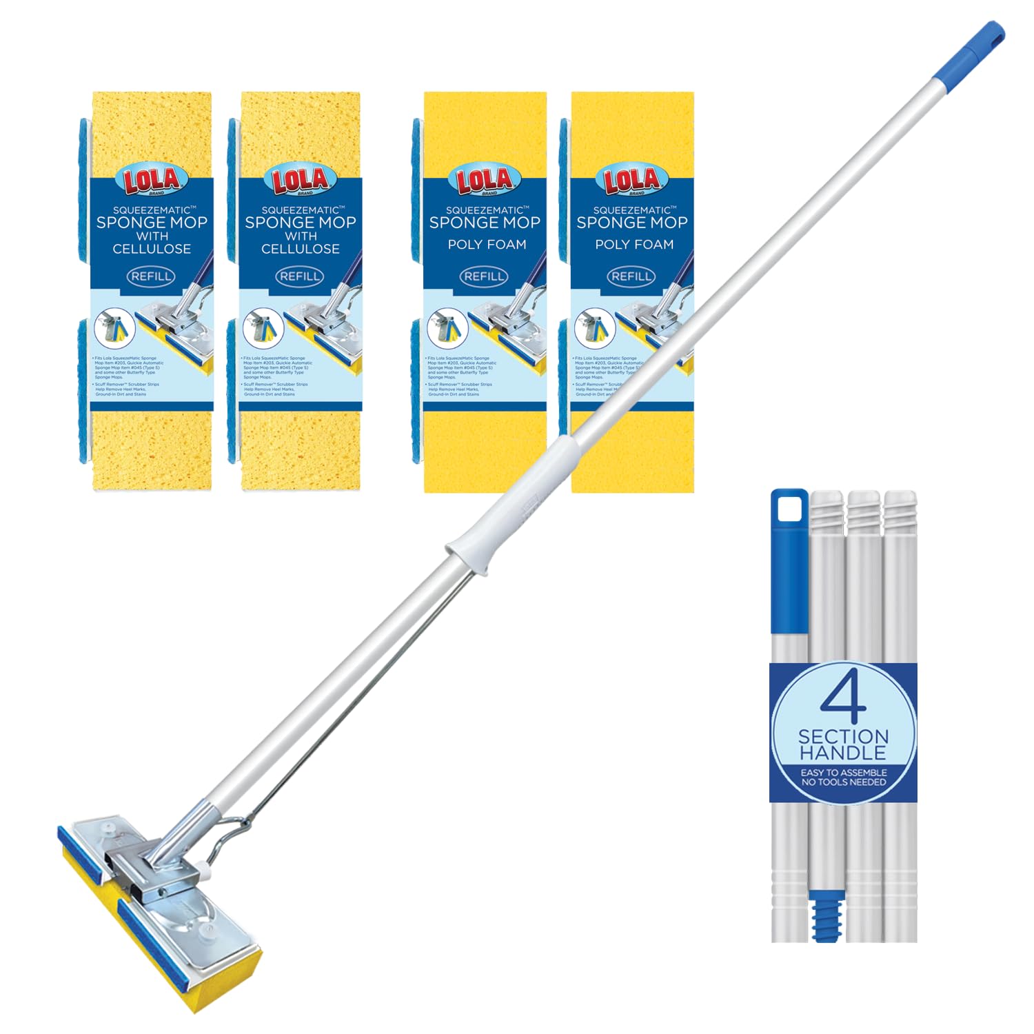 Amazon.com: LOLA Squeezematic Butterfly Automatic Sponge Mop, 4
