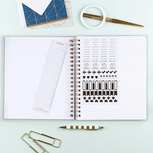 Miniatura 9 de Blue Sky Day Designer - Agenda diaria y mensual 2024, 8 x 10 pulgadas, cubierta esmerilada, encuadernada con alambre, rayas azul marino (142098-24)