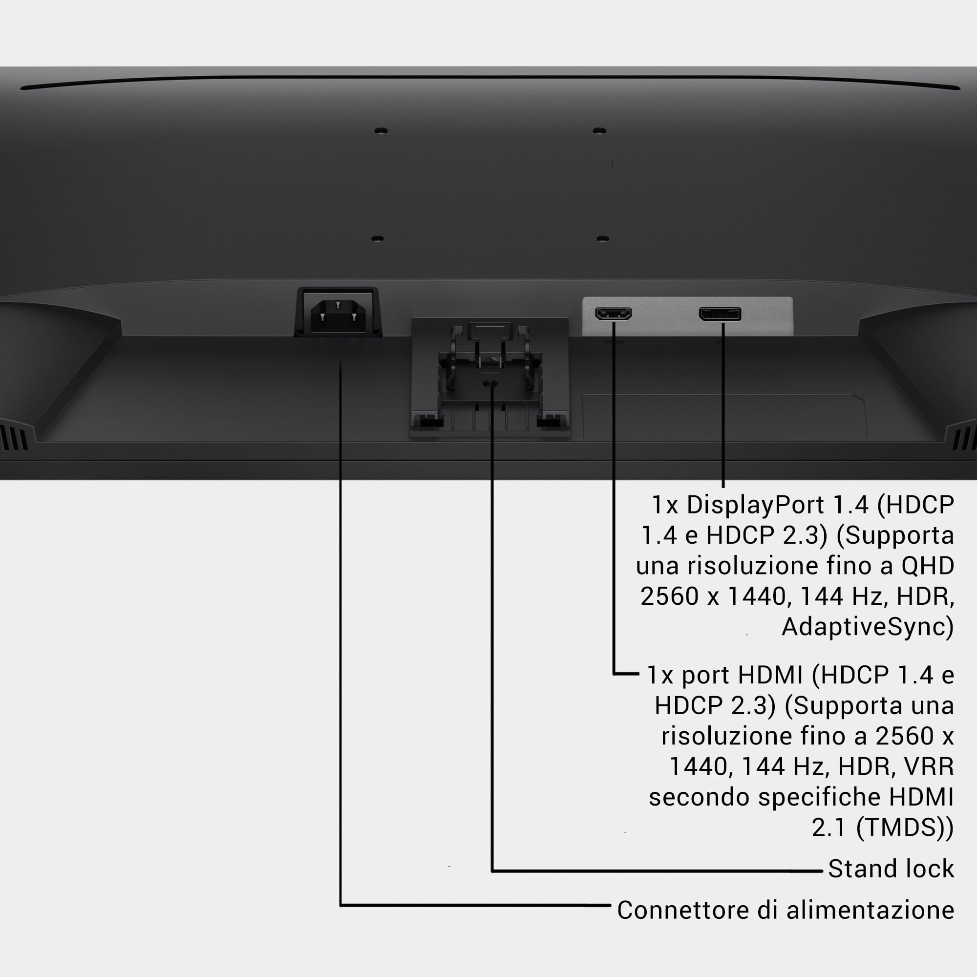 Dell 27 Monitor - SE2726D, QHD (2560x1440), 144Hz, IPS, 1ms MPRT, AMD FreeSync, 99% sRGB, VESA (100x100mm), DisplayPort, HDMI, 3 Anni di Garanzia, Nero