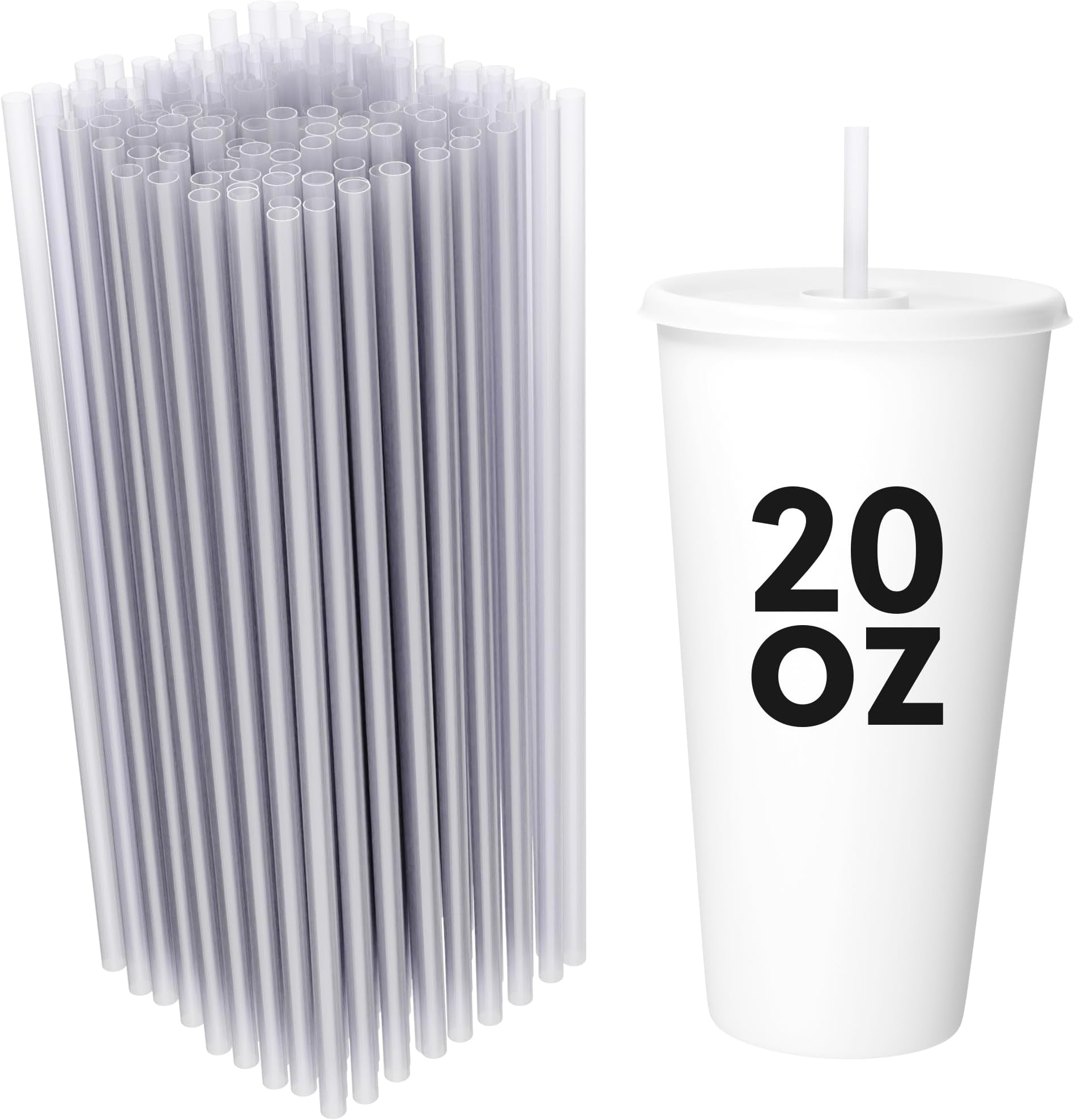 Disposable Plastic Drinking Straws - Straight - 7.75" Long (Clear, 250)