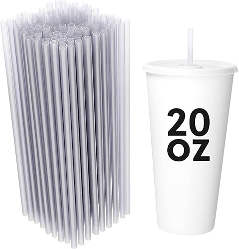 Miniatura 18 de Pajitas desechables de plástico para beber, rectas, 7.75 pulgadas de largo (transparente, 500)