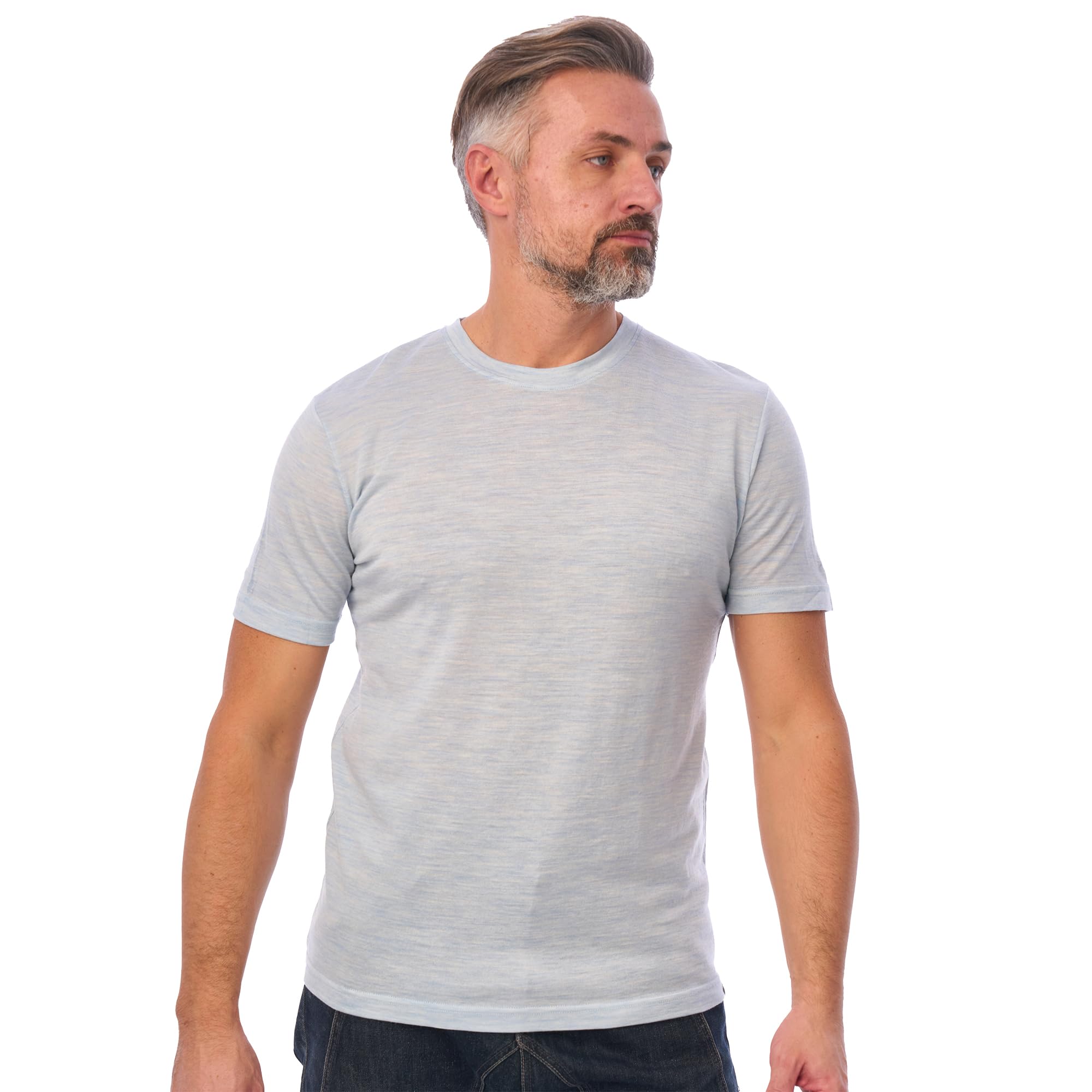 Merino.tech T Shirt Lana Merino Trekking Uomo con Strato Base Manica Corta | Maglietta per Trekking, Ciclismo, Attività, Scollo a V, Girocollo, Henley, Leggero, Traspirante, Anti-Odore, Non Pizzica