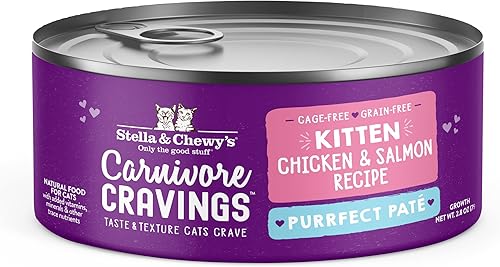 Stella & Chewy's Carnivore Cravings Purrfect - Alimento húmedo para gatos sin granos, rico en proteínas, receta de pollo y salmón sin jaula para
