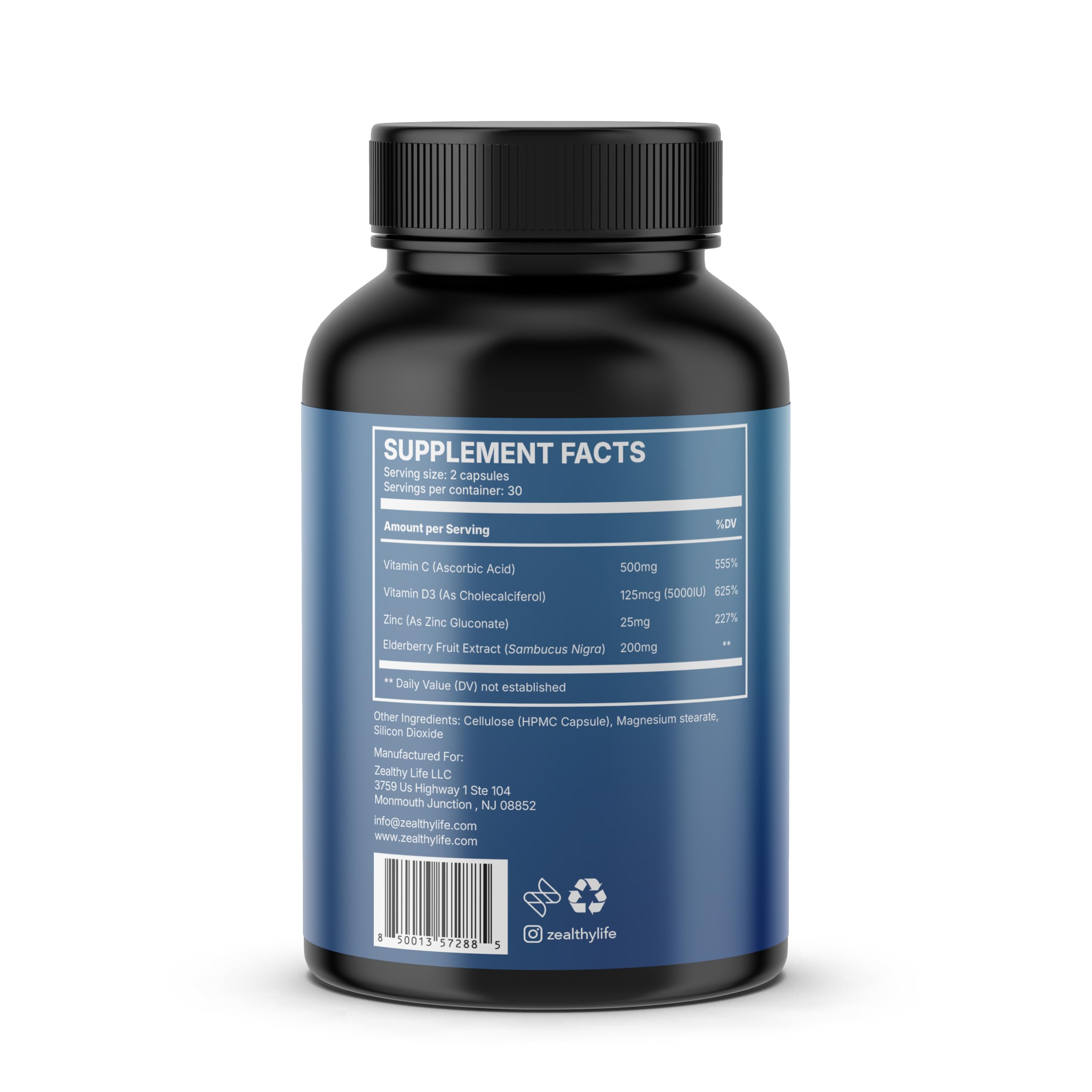 Immune Support Capsules for Adults with Elderberry, Vitamin C, Vitamin D3 & Zinc – Daily Immune Defense Supplement | Zealthy Life | 60 Capsules — Amazon image 7