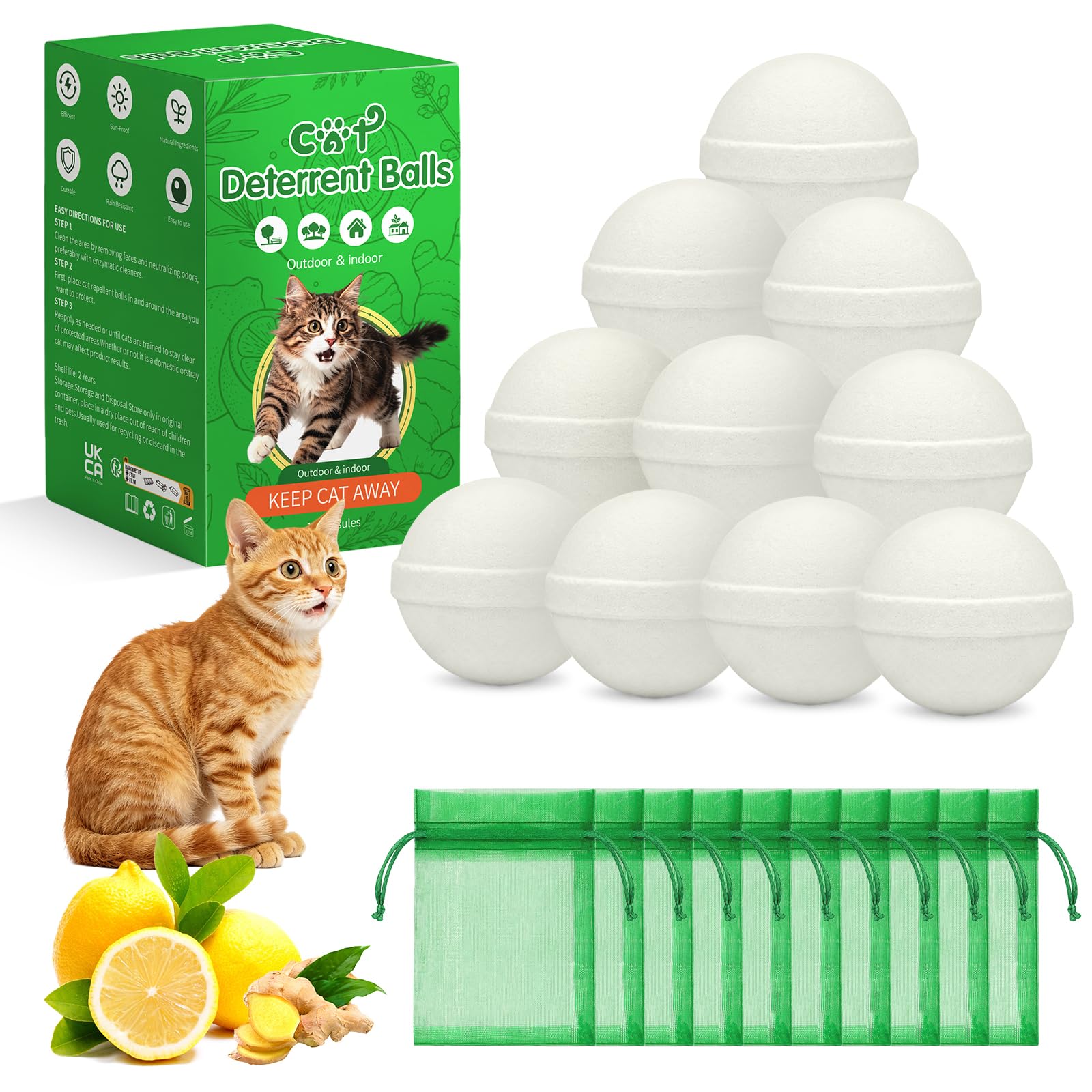 Cat Repellent for Gardens UK, Peppermint Oil Cat Repellent, Cat Deterrents for Stray Cats Digging, Cat Scarers, Keep Cats Away Gardens Outdoor Yard Lawn Furniture,10pcs (White)
