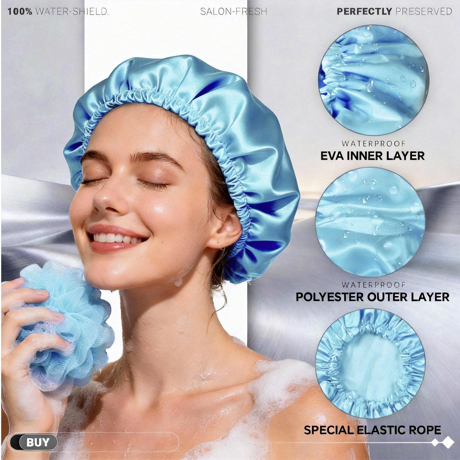 Cuffie Da Doccia Impermeabili 4 in 1 Protezione Capelli - Dettaglio