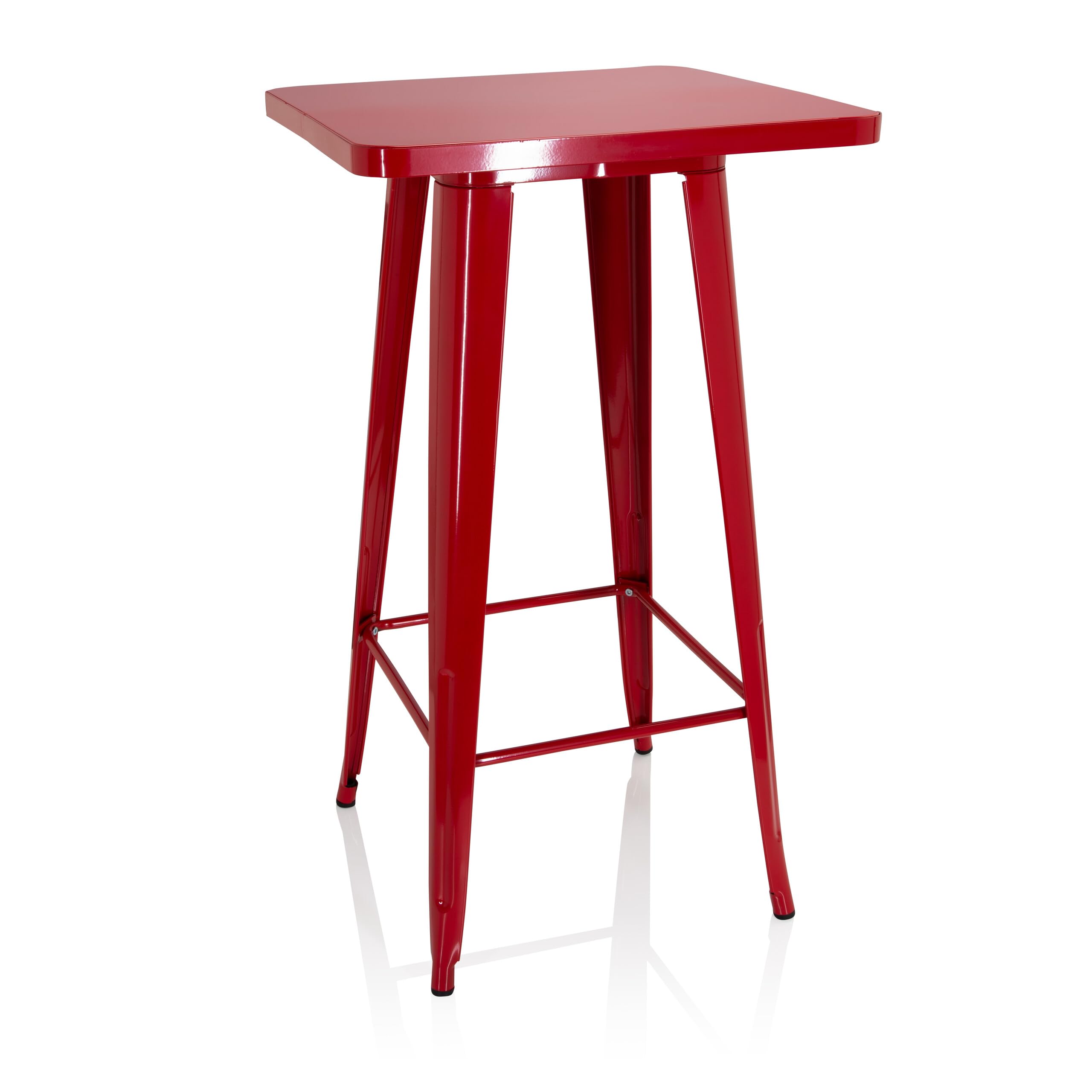 HJH Office 645062 Tavolo da Bar Metallo VANTAGGIO HIGH T Tavolo Alto Quadrato, Stile Industriale, Telaio in Acciaio Resistente, Rosso