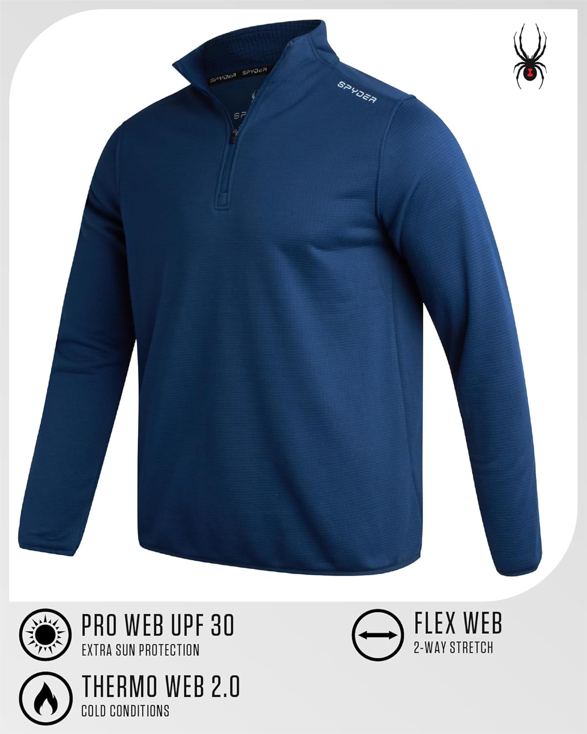 Spyder Mens Quarter Zip Pullover Sweatshirt - Lightweight Soft Fleece Athletic Pullover - Gym & Running Sweatshirts for Men - Image 6