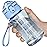 OLDLEY 12oz Kids Motivational Water Bottle With Silicone Straw, Leak-Proof Tritan BPA-Free, Reusable for School Girls & Boys, Baby Blue