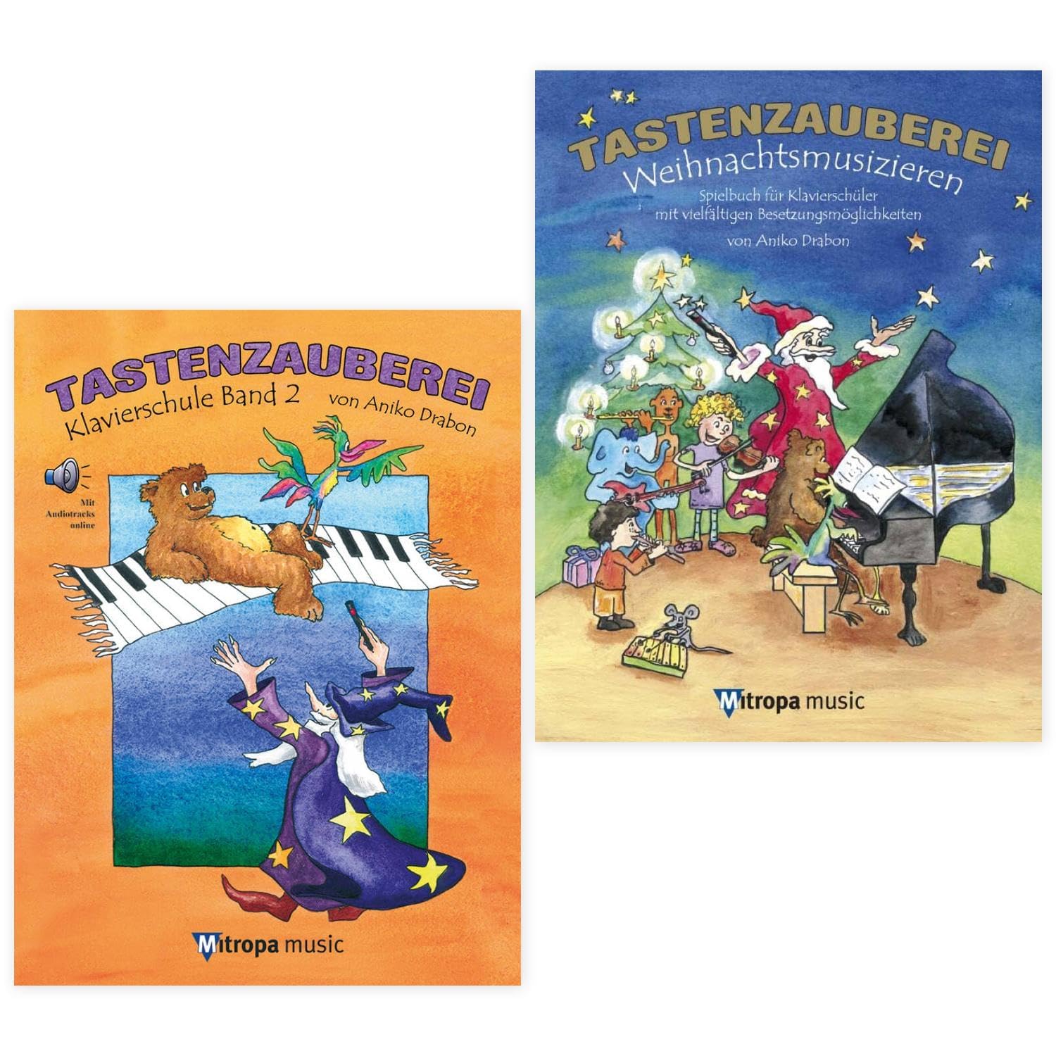 Tastenzauberei Band 2 und Weihnachtsmusizieren (Starterset) mit Online Audio (ISBN 9789043170819, 9789043132428) + Soundman Notenheft + 2 Piano-Bleistifte