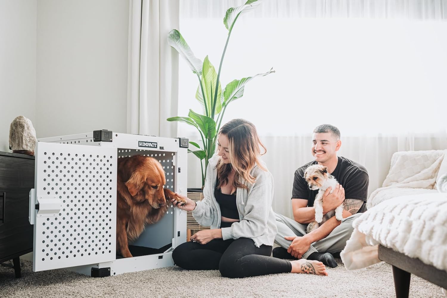 Impact Indestructible High Anxiety Dog Crate for Medium Dogs - Heavy Duty Escape Proof Indoor Dog Kennel with Powder-Coated Aluminum - Ideal for Escape Artists (Gray, 30" (30.5" L x 20.5" W x 26" H)