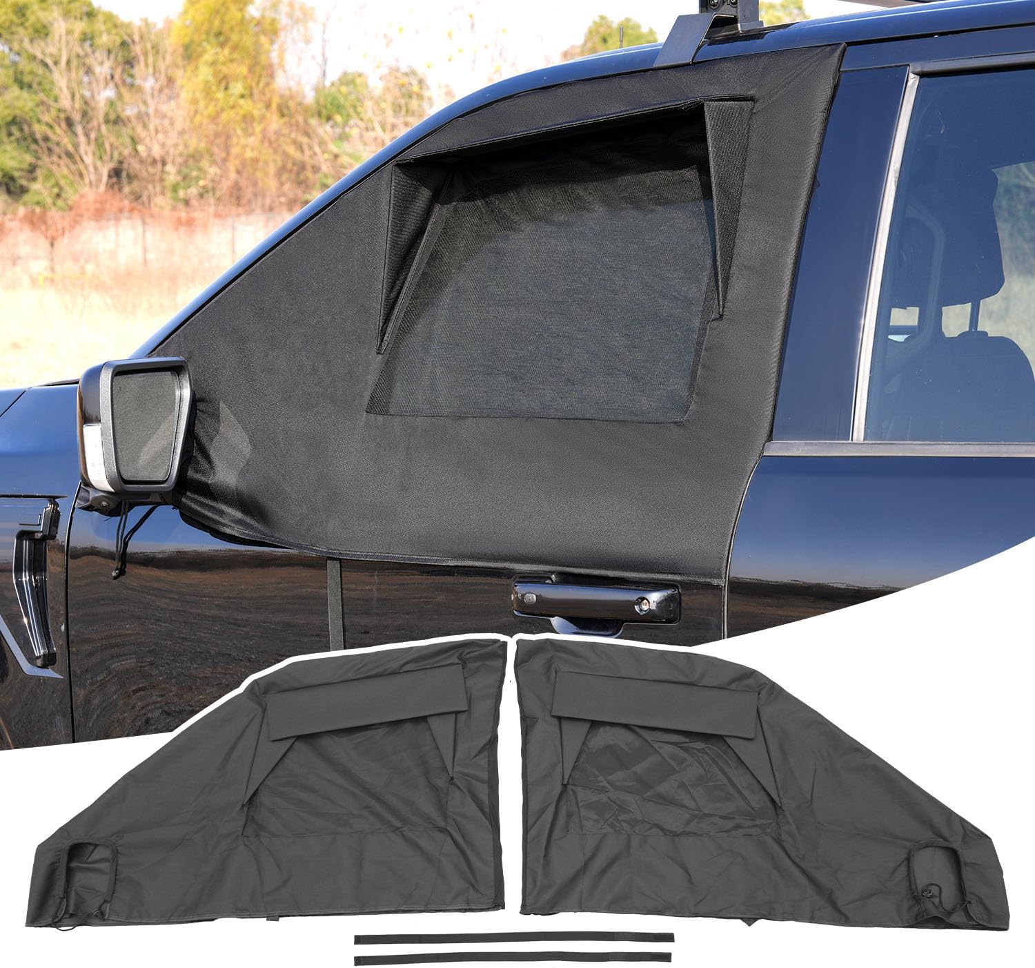 Xipoo Front Window Sun Shade Compatible with 2015-2025 Ford F150 Side Window Sunshade Sun Visor Protector Replacement for 2015-2025 Ford F-150 Accessories