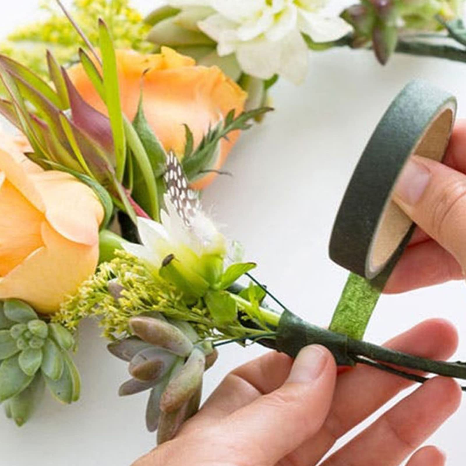 Artibetter Nastro Floreale per Bouquet Filo Floreale Verde per Lavori Artigianali Accessorio Decorativo per Fiori Artificiali Strumento per Creazione Fai da Te Kit Forniture per Fiorista