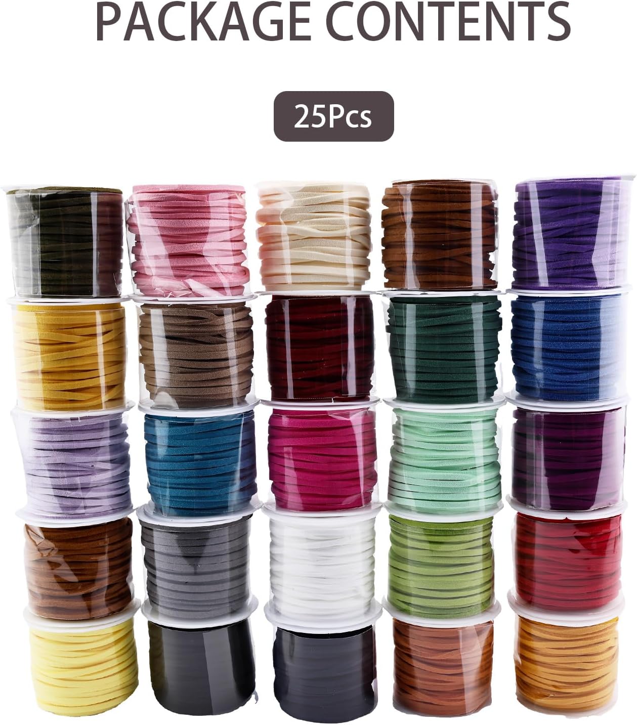 Leather Cord for Jewelry Making, 25 Rolls 3mm Faux Suede Cord Assorted Colors, Leather Lace & Strips for Crafts, Bracelets, Necklaces, Dream Catcher Supplies