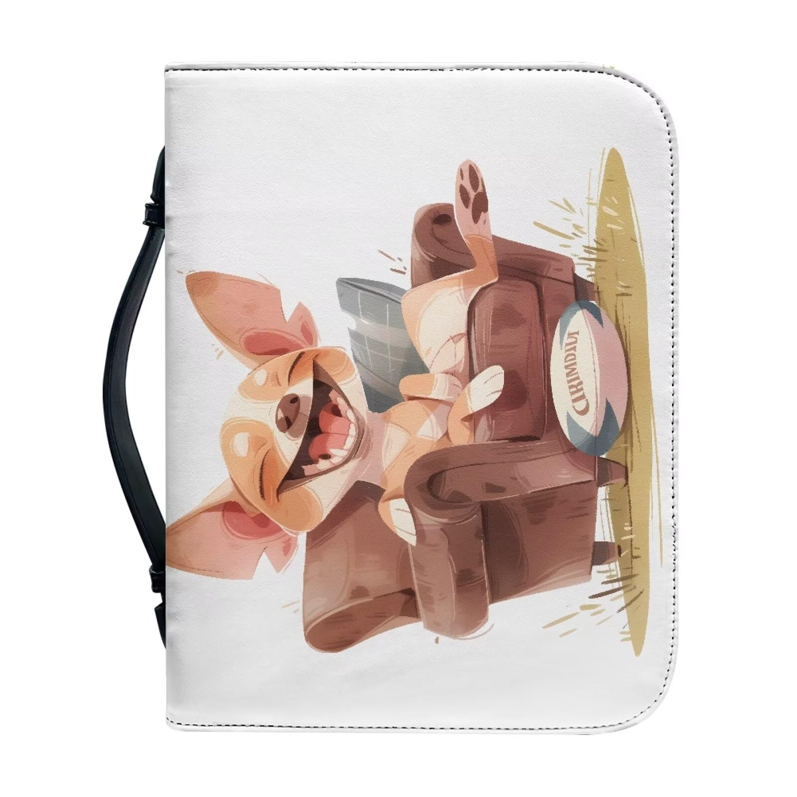 Kuiaobaty Chihuahua Dog Pattern Bible Case Organizer, Cartoon Animal Pet Puppy Print Carrying Book Case Church Bag Bible Protective with Inside Pocket — image 1