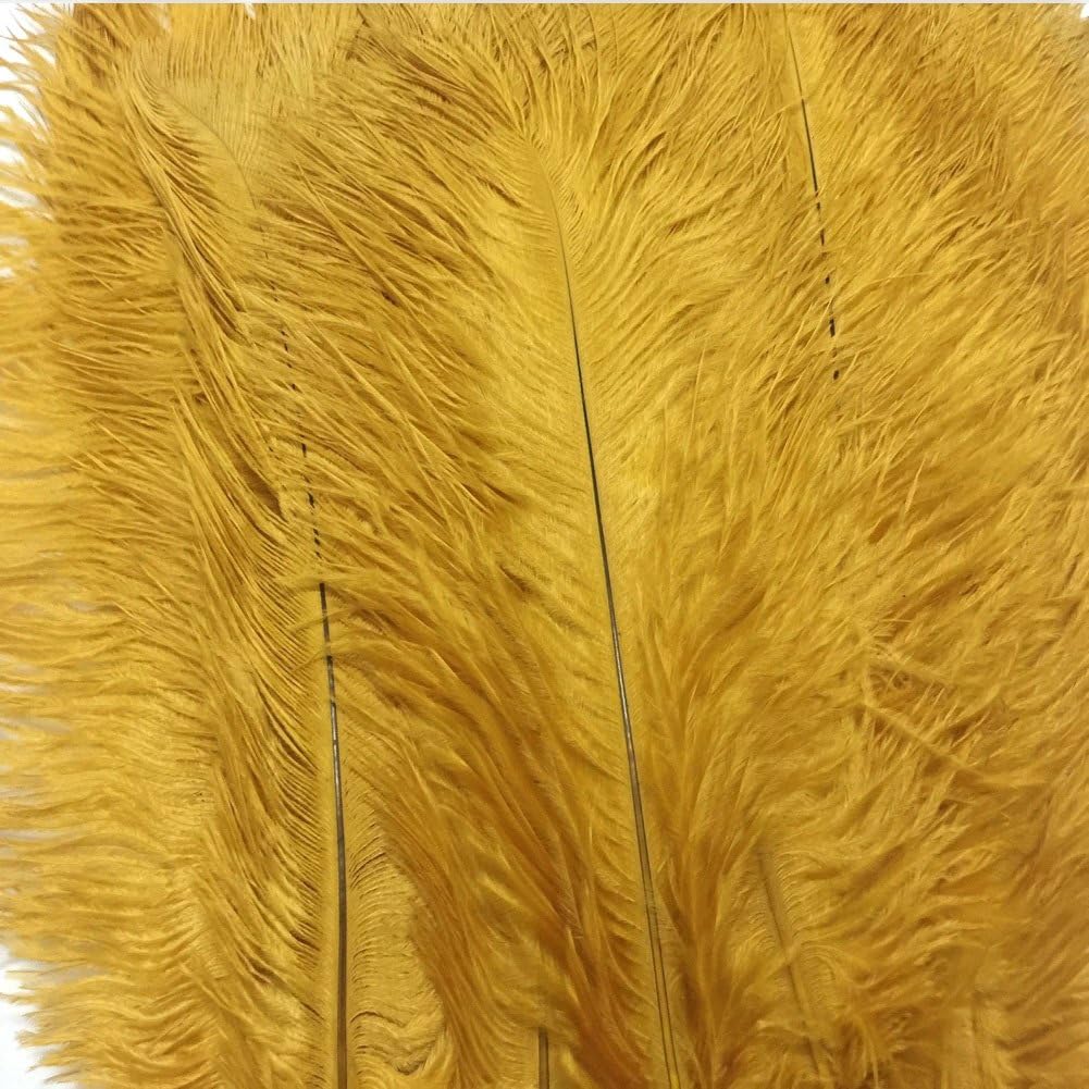 AABABUY Pack of 10,Naturl Ostrich Feathers 18-20inch (45-50cm) Plumes Wedding,Clothing,Party,Table Decoration,DIY (Golden)