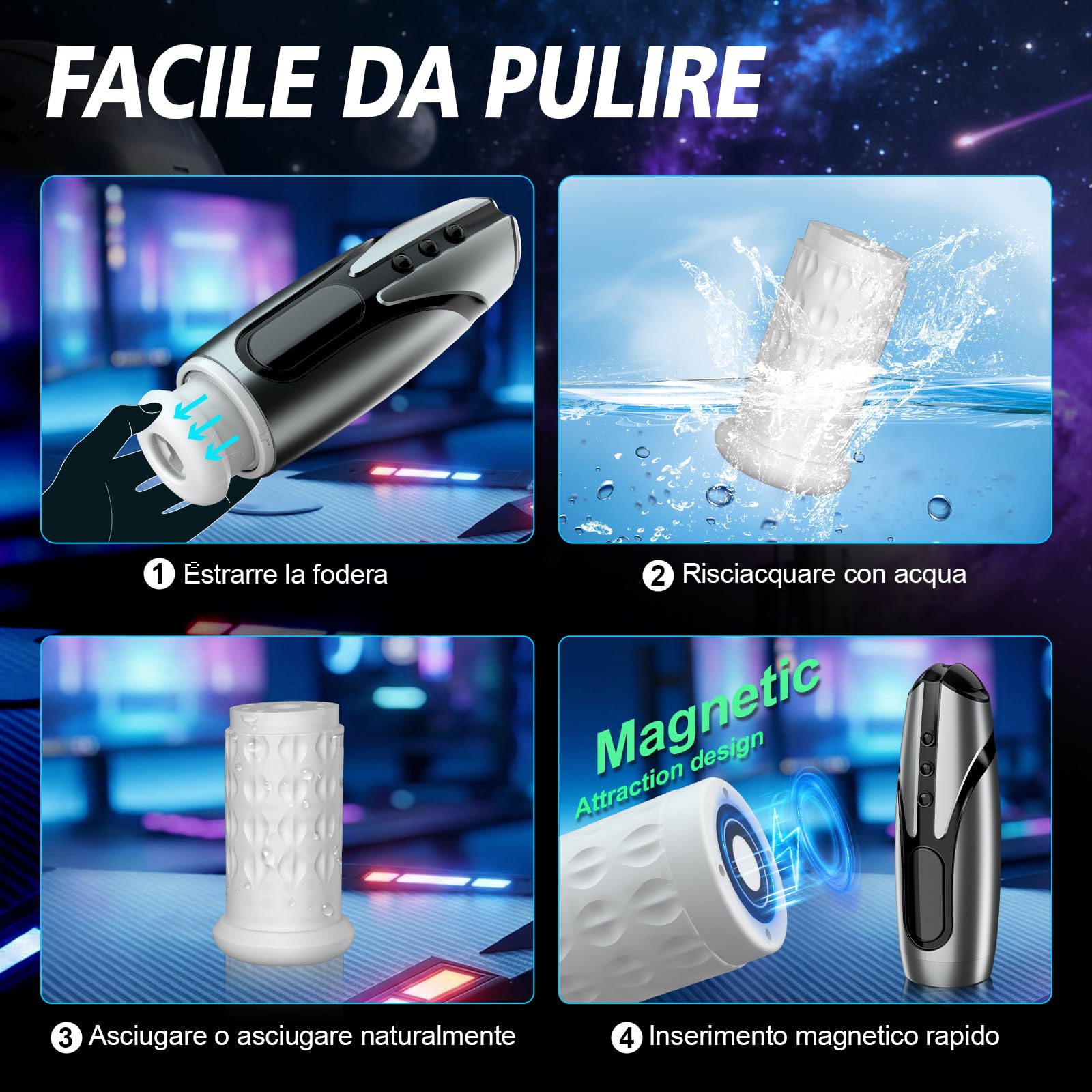 Masturvatore per Uomo con 7 Modalità di Vibrazione & Telescopica, Masturbatore Maschile per Pene Sex Toys Vibratore, Realistico Vagina Pocket Pussy Sexytoysys Coppia
