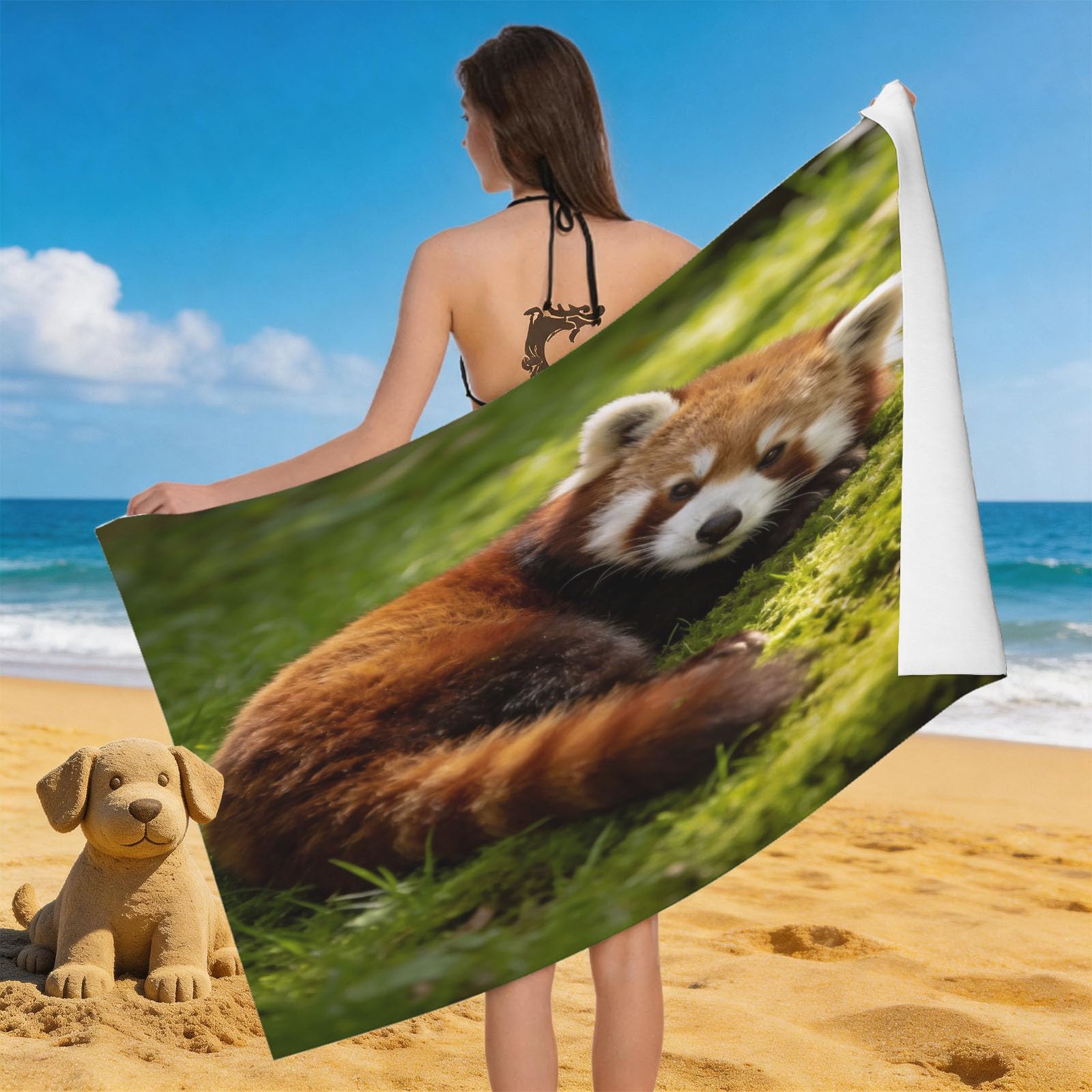 Leichong Men's Brown 3D Boxing Gloves Beach Towel Large Microfiber Soft Quick Dry For Adults, Flame Bath Towel Lightweight Soft Absorbent For Travel Swimming Pool Sports, 180 X 90 Cm