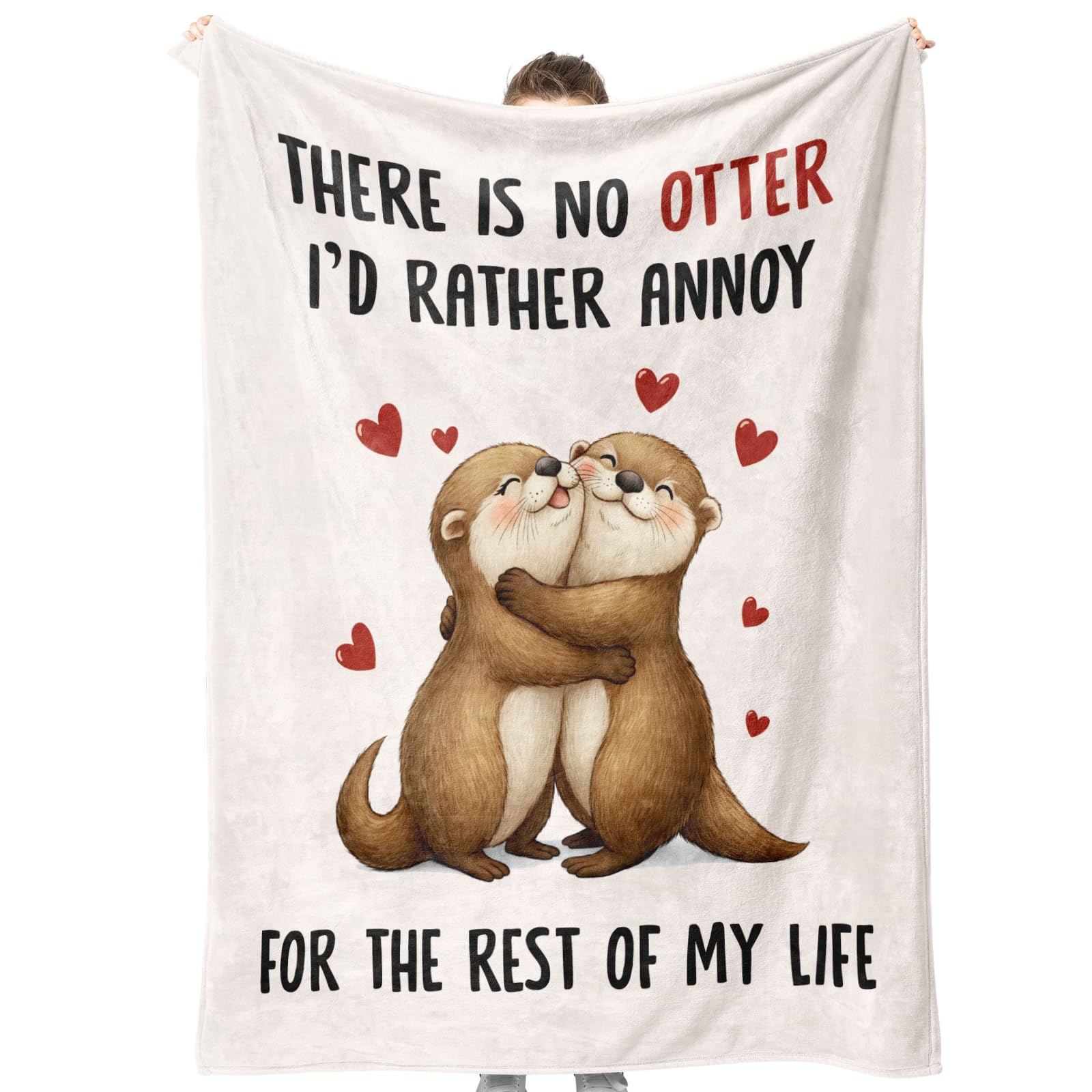Gifts for Him Her Boyfriend Girlfriend, Anniversary Blanket with Otter