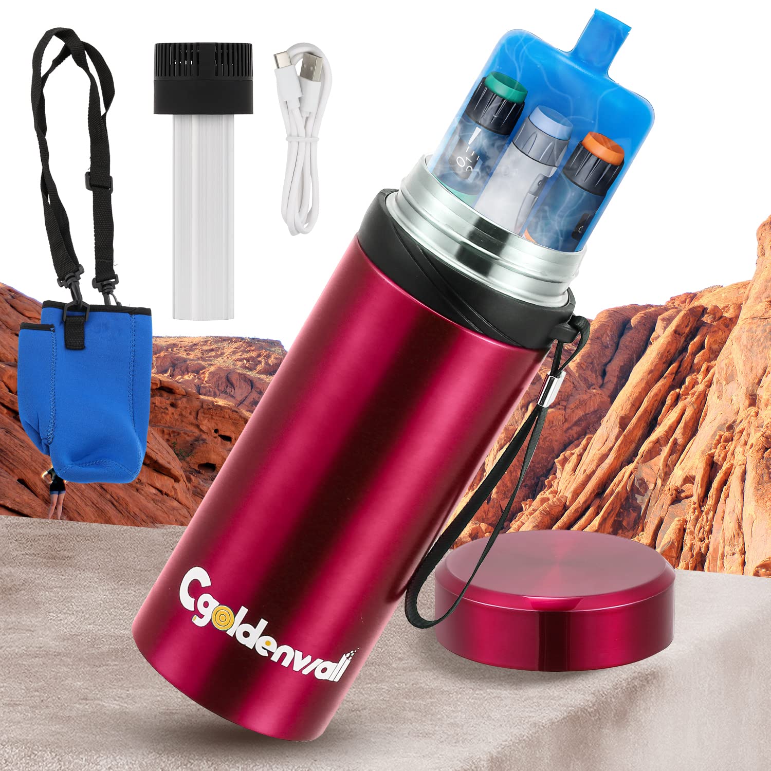 CGOLDENWALL 3-7Pens Custodia da Viaggio per Insulina丨Raffreddamento a Circolazione 2-8℃ LCD della Temperatura Pacchetto ghiaccio TSA Biogel, Raffreddatore Medico Portatile per l'Insulina del Diabete