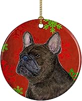 Vista 62 de Caroline's Treasures Dachshund copos de nieve rojos y verdes, adorno de cerámica de Navidad para colgar en el árbol de Navidad, decoración