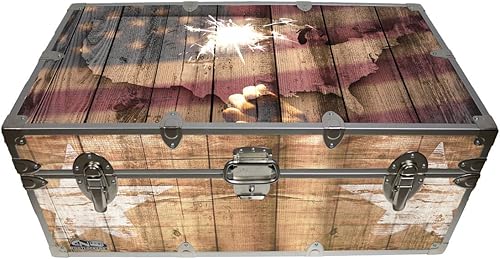 C&N Footlockers Maletero de diseño americano para el 4 de julio, estilo rústico americana, 32 x 18 x 13.5 pulgadas