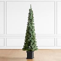 Vista 216 de Glitzhome Prelit Christmas Tree, 6ft Flocked Artificial Christmas Tree Serene Snowscape Fir with 300 Warm White Lights for Home, Office, Party