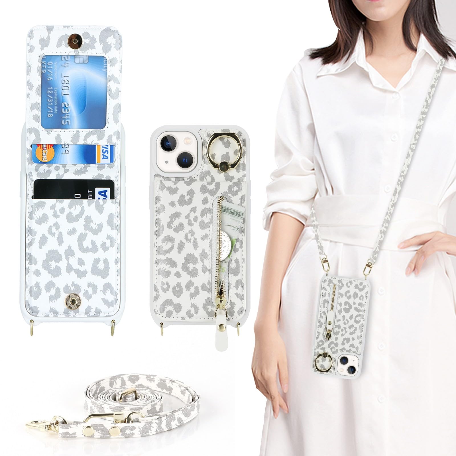 Zouzt for iPhone 13 Mini Case with Cord and Card Holde