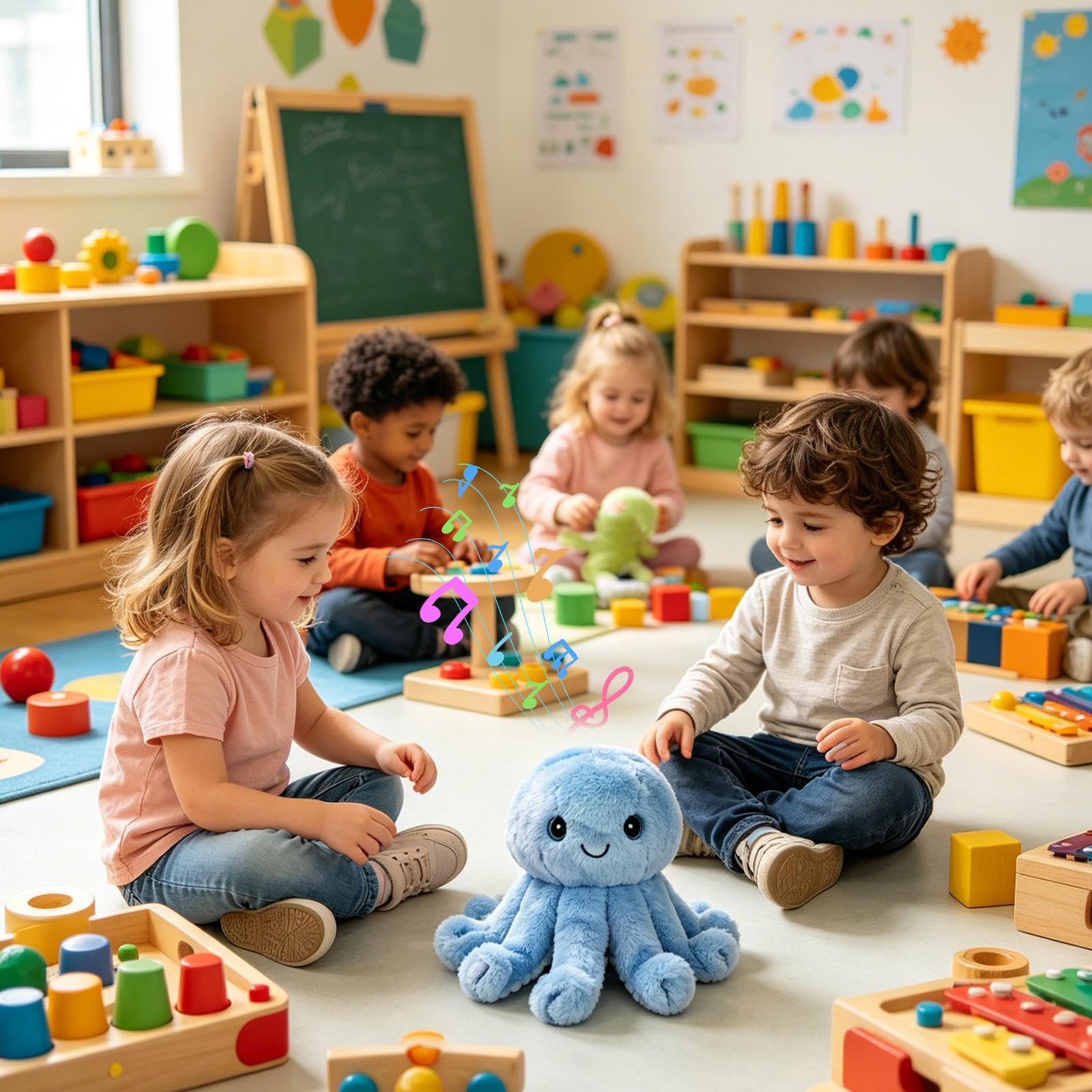 Peluche Musical Interactivo Pulpo Abrazable Y Lindo Con Grabación De Voz | Figuras de Juguete Peluche Interactivas para Niños Niñas Navidad Cumpleaños, Desarrolla la Coordinación Mano-