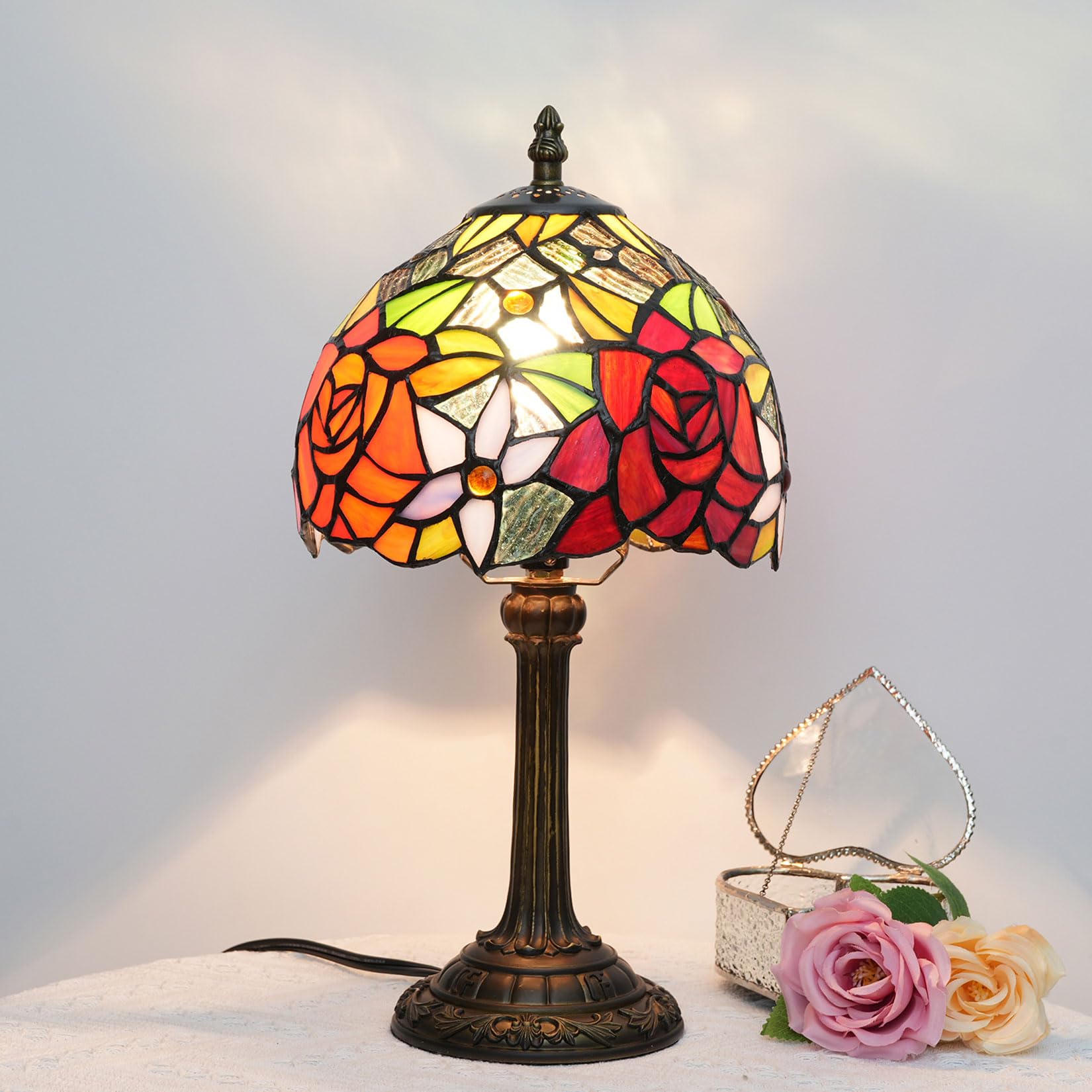 BOTOWI Remplacement de la Base de la Lampe de Table Uniquement pour la Lampe de Bureau en vitrail de Tiffany de 6 à 8 Pouces, Base en résine de 14" de Hauteur Remplacement des Accessoires de Lampe