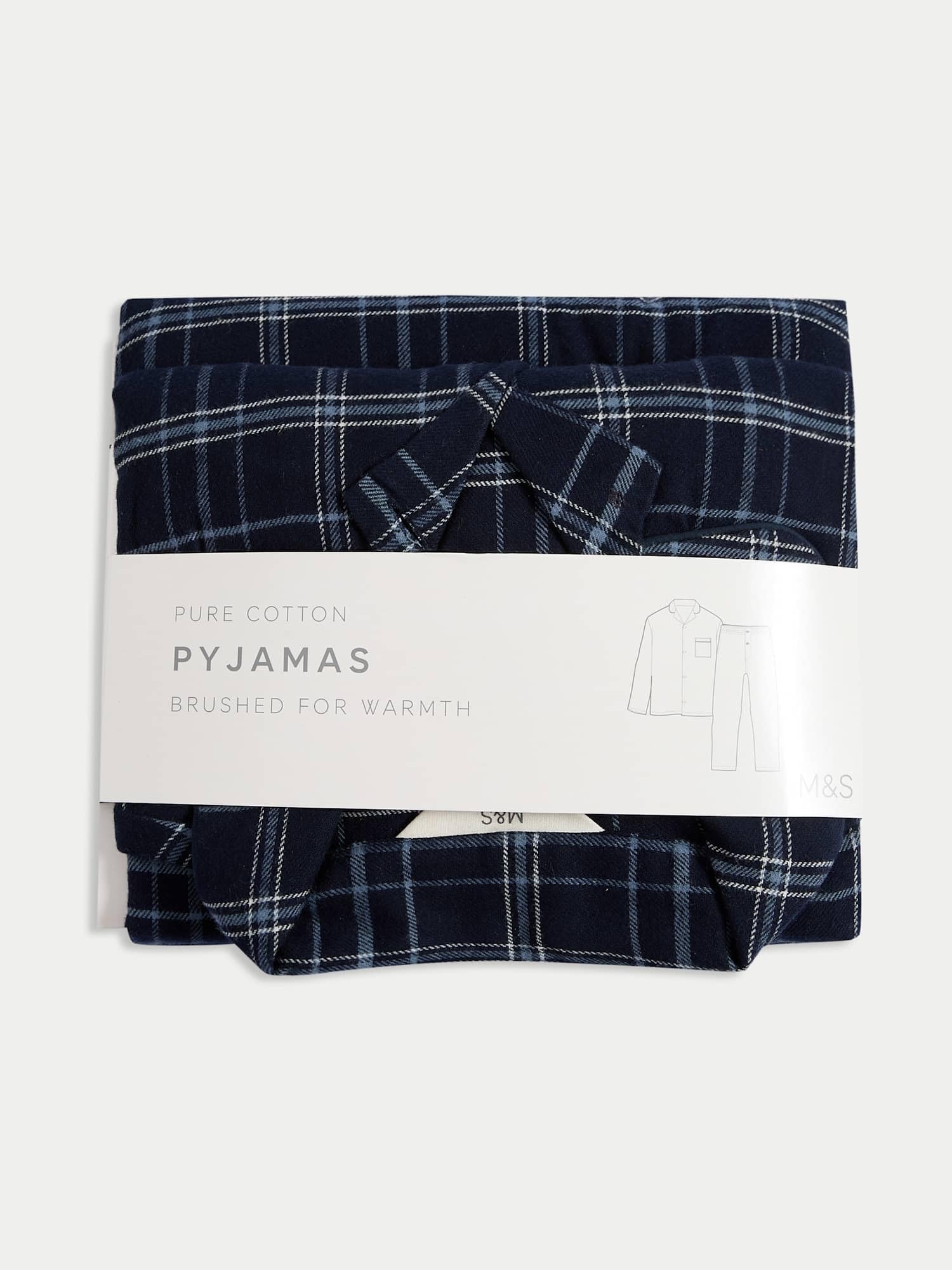 Marks & Spencer Uomo Pigiama a Quadri in Puro Cotone Spazzolato – vestibilità Regolare – con Tasche