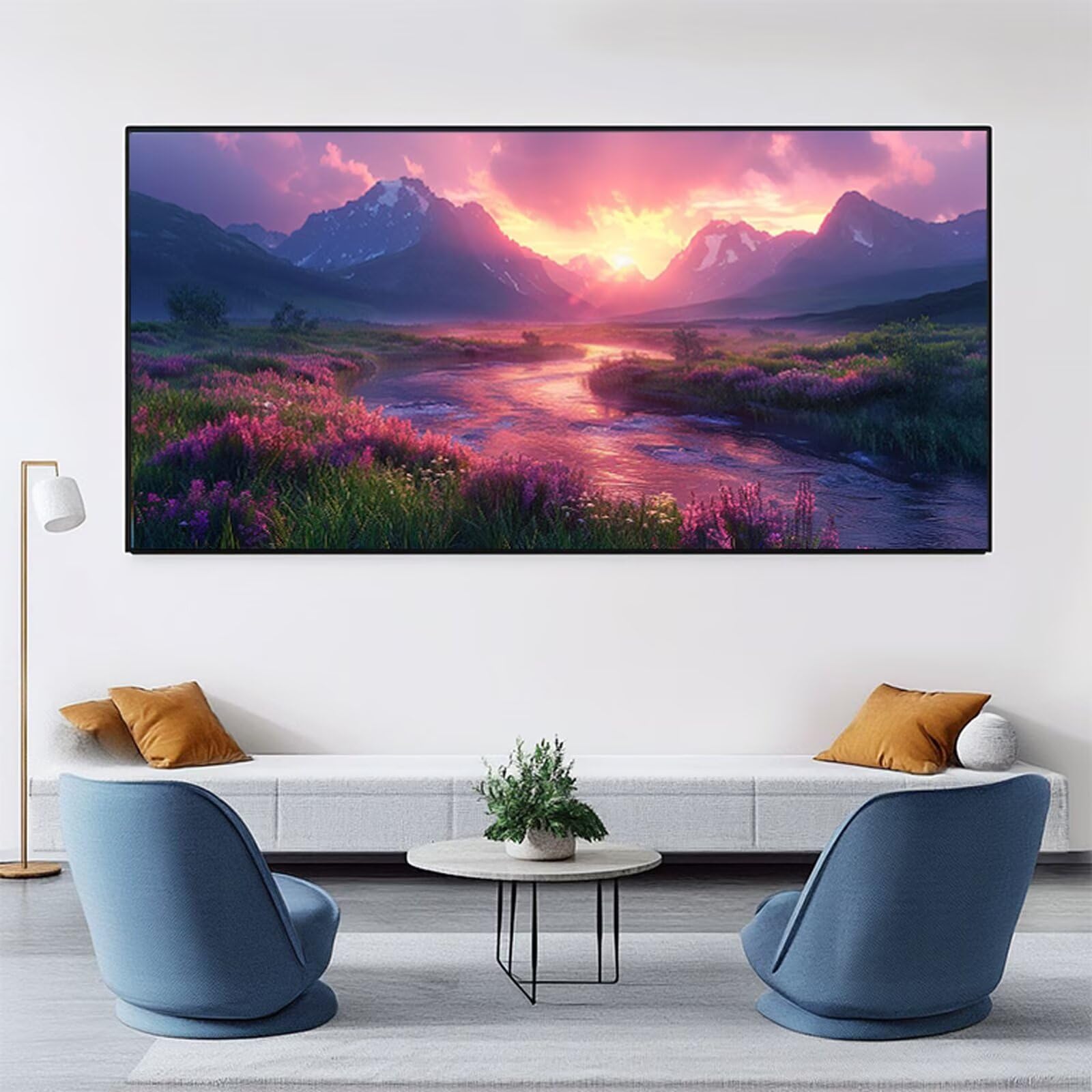 Pintar por Numeros 100x200cm Paisaje Pintar por Numeros Adultos Rosa Paint by Numbers Adult, Cuadros para Pintar con Pinceles y Pigmento, Manualidades Adultos para Decoración Pared (Sin Marco) RB-788